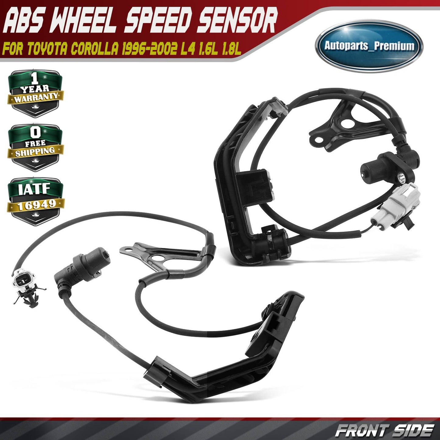 2Pcs Front Side ABS Wheel Speed Sensor for Toyota Corolla 1996-2002 L4 1.6L 1.8L
