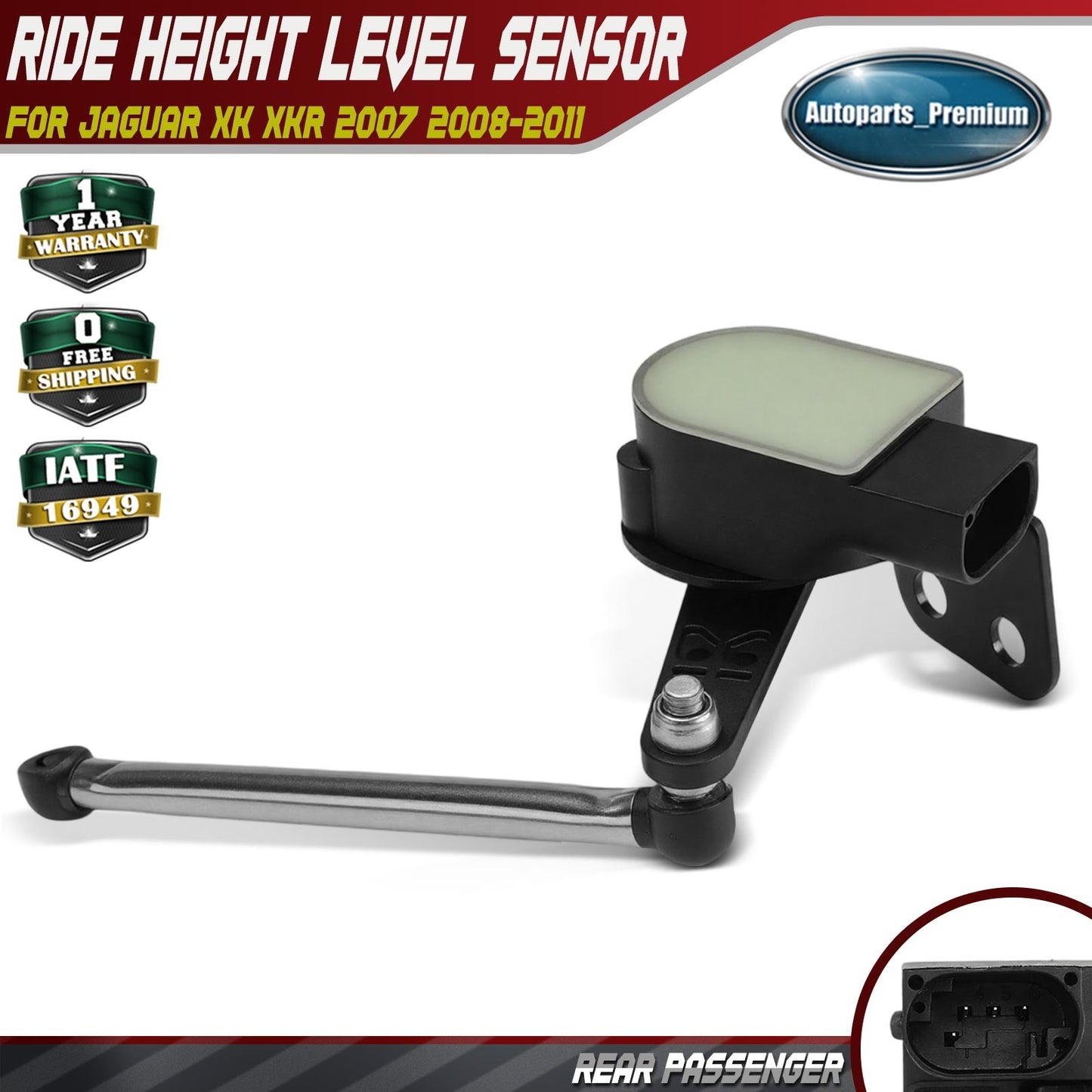 Rear Passenger Ride Height Level Sensor w/ Bracket for Jaguar XK XKR 2007-2011
