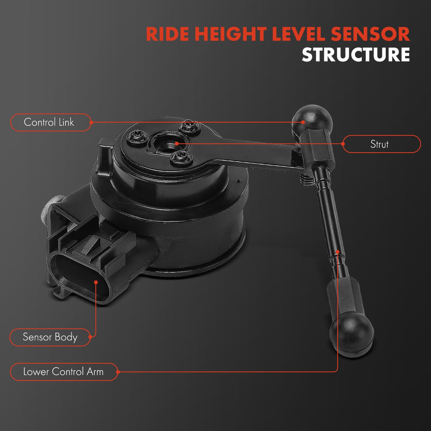Front Right Passenger Ride Height Level Sensor w/ 3-Pin for Cadillac ATS CTS RWD