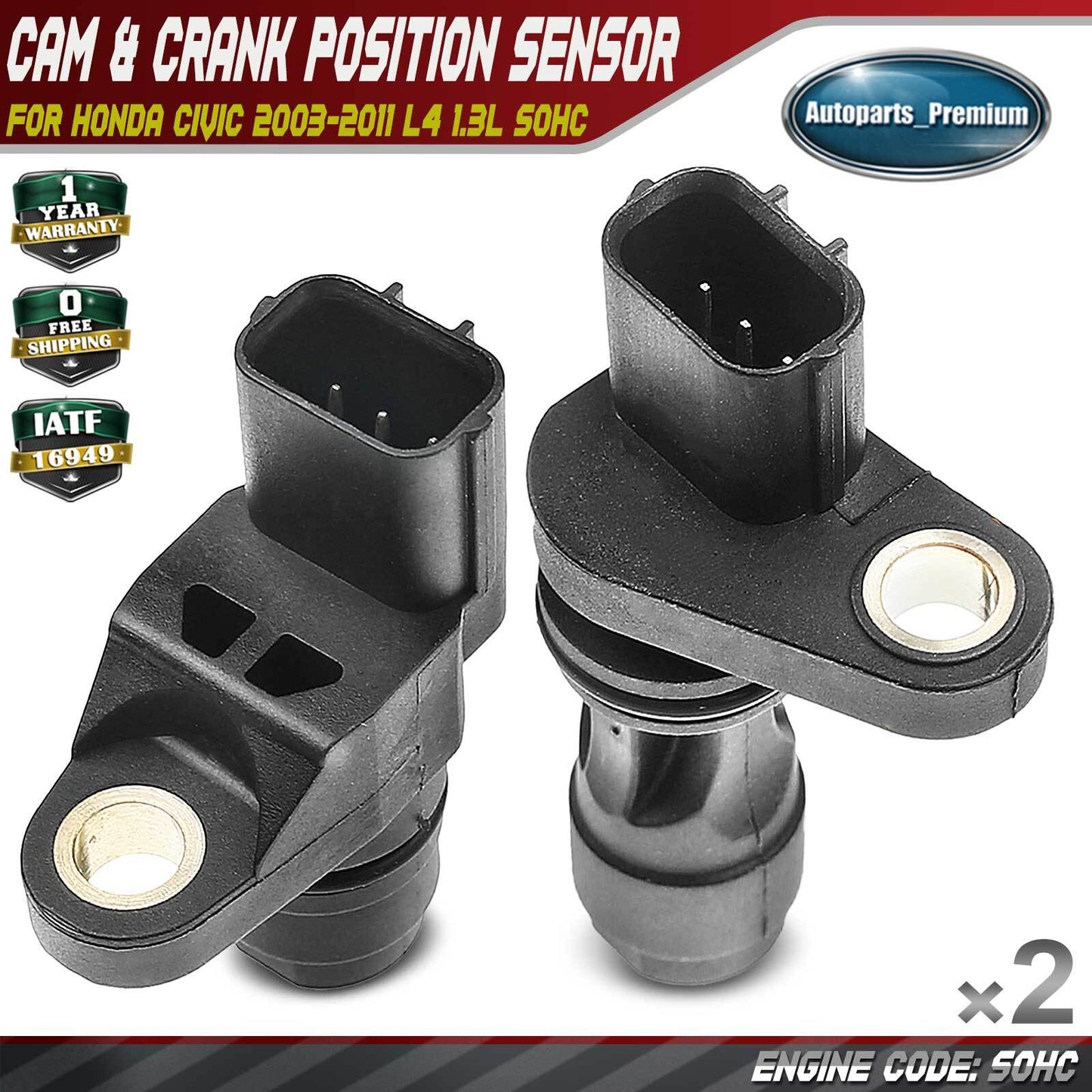 New Camshaft & Crankshaft Position Sensor for Honda Civic 2003-2011 L4 1.3L SOHC