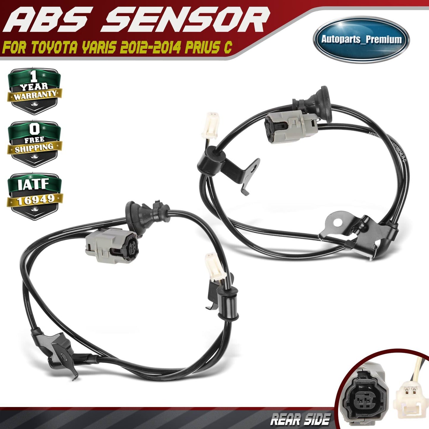 Rear Left and Right ABS Wheel Speed Sensor Wire Harness for Toyota Yaris Prius C