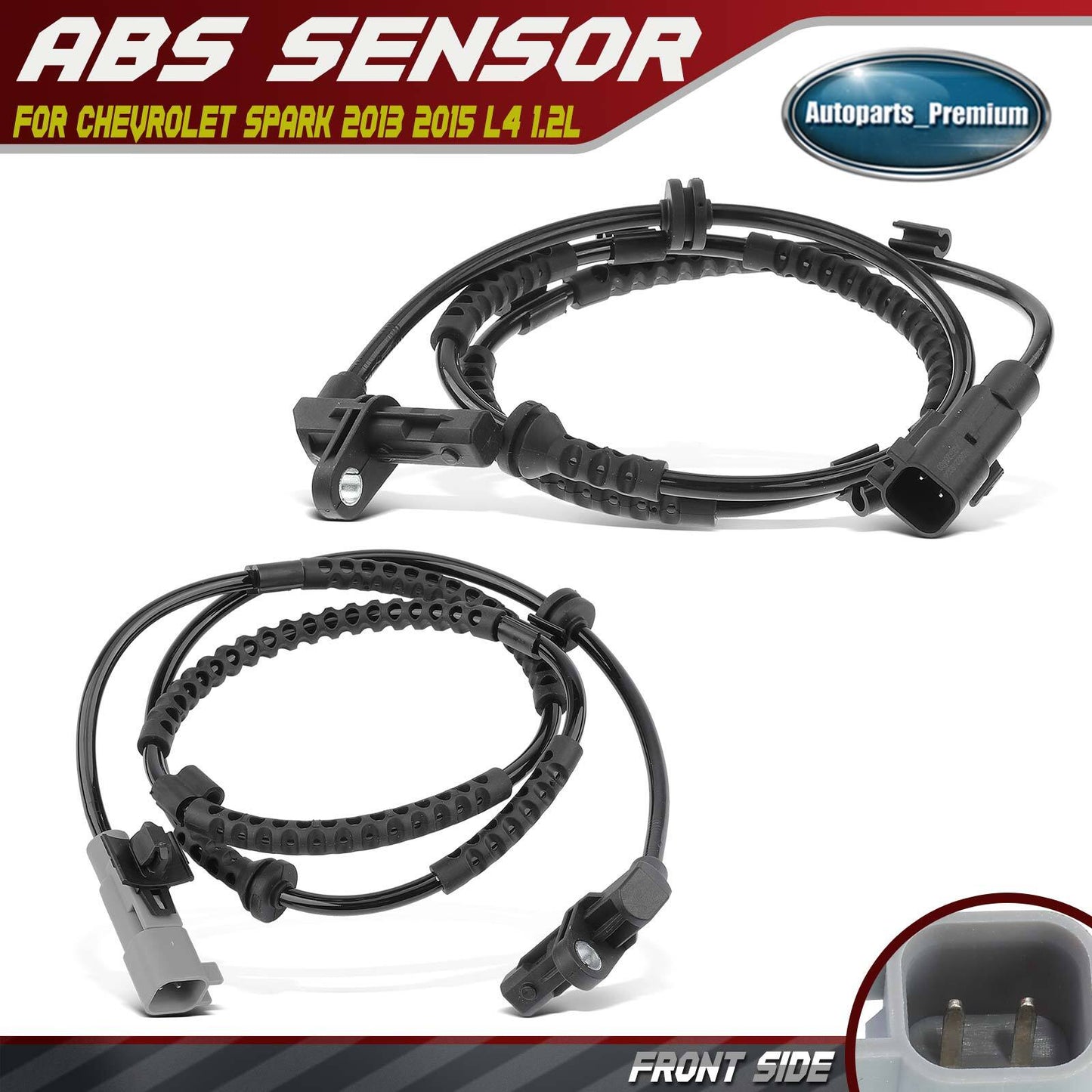 2x Front Left&Right ABS Wheel Speed Sensor for Chevrolet Spark 2013 2015 L4 1.2L