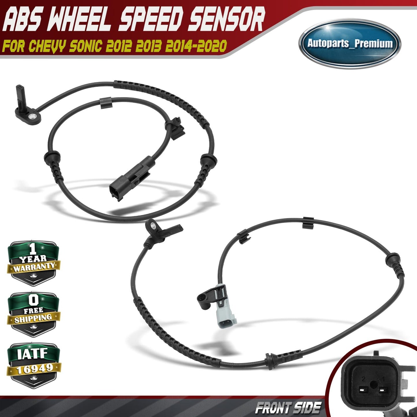 Front Driver & Passenger Side ABS Wheel Speed Sensor for Chevy Sonic 2012-2020