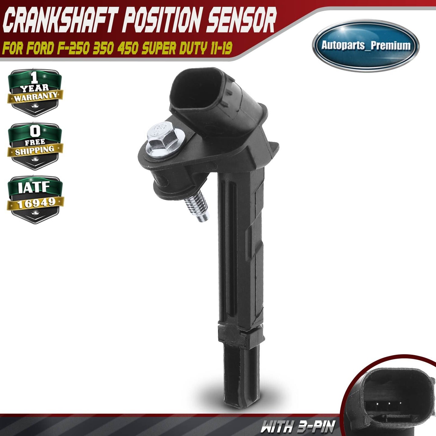 Crankshaft Position Sensor for Ford F-250 350 450 550 Super Duty 2011-2019 6.7L