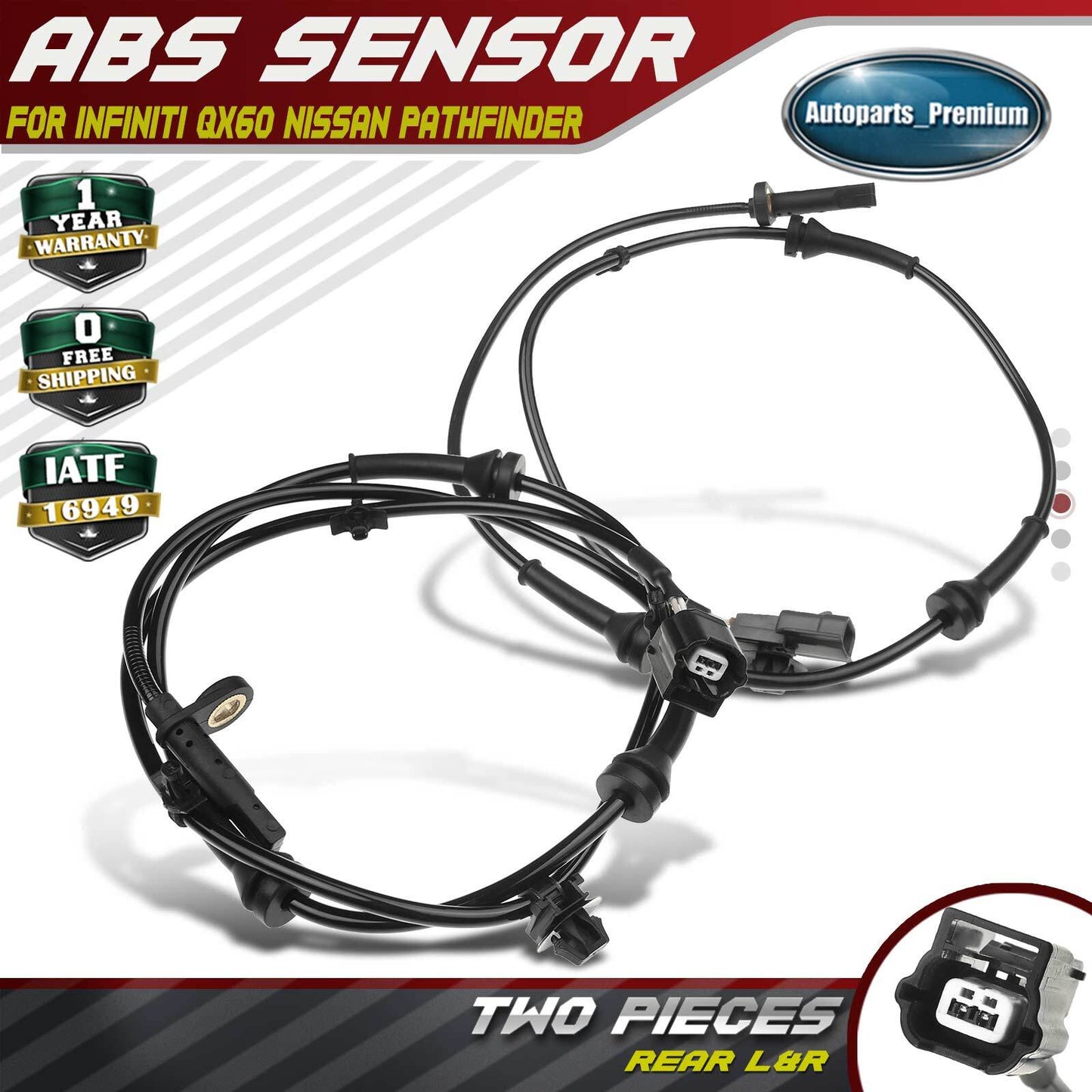 2x Rear Left & Right ABS Wheel Speed Sensor for Infiniti QX60 Nissan Pathfinder