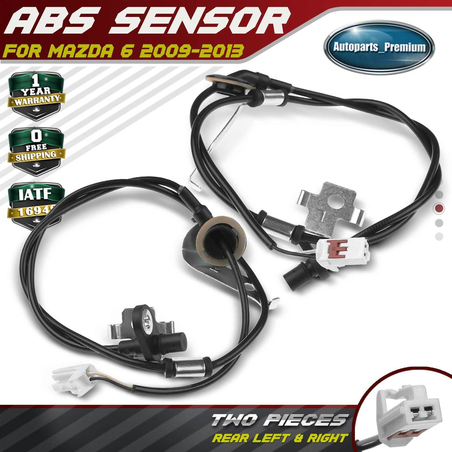 ABS Wheel Speed Sensor for Mazda 6 2009-2013 L4 2.5L V6 3.7L Rear Left & Right