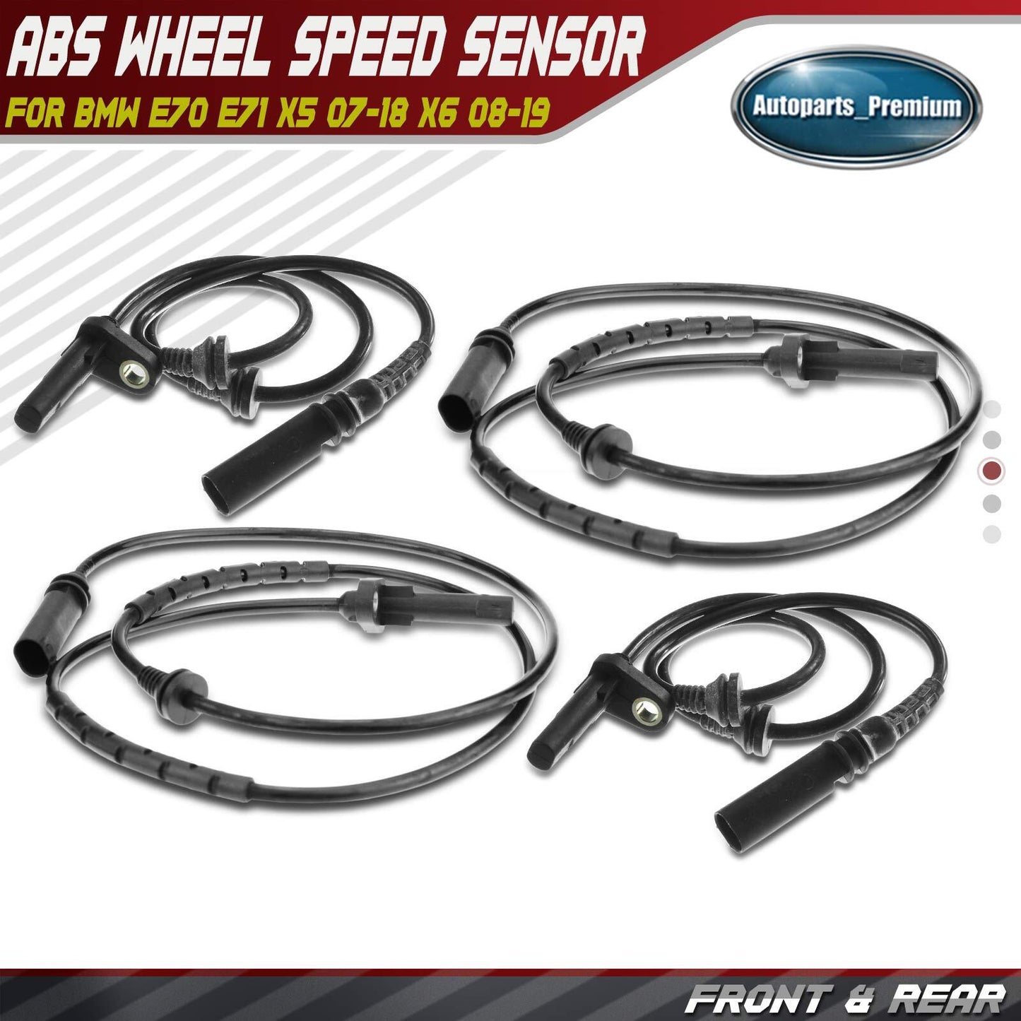 4Pcs Front & Rear Side ABS Wheel Speed Sensor for BMW E70 E71 X5 07-18 X6 08-19