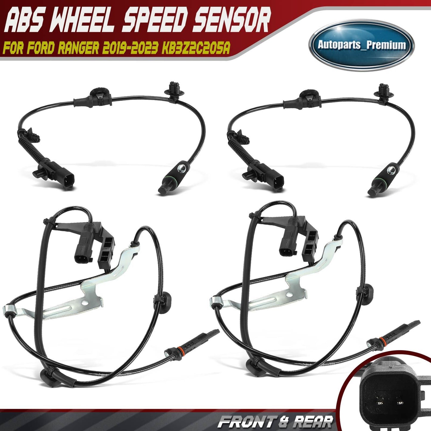 4x Front & Rear ABS Wheel Speed Sensor for Ford Ranger 2019 2020 2021 2022 2023