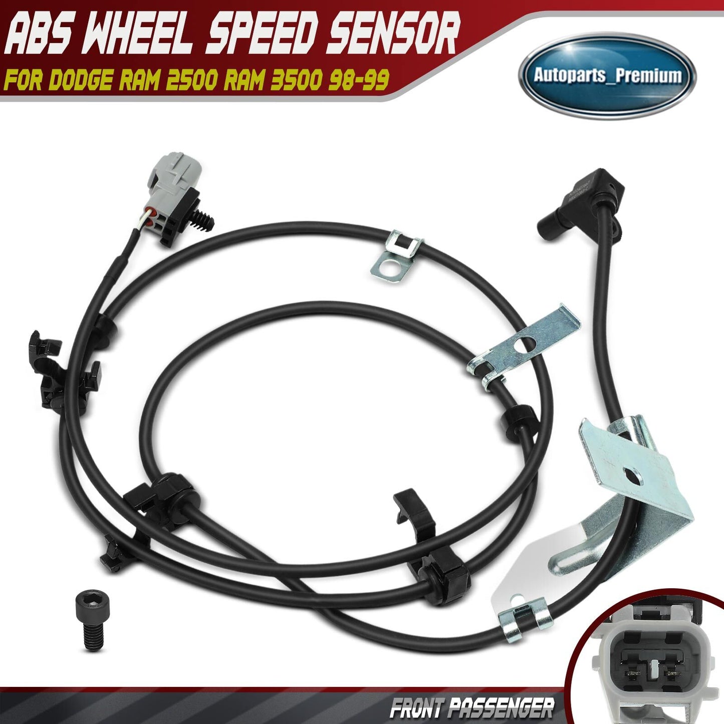 Front Passenger Right ABS Wheel Speed Sensor for Dodge Ram 2500 3500 1998 1999
