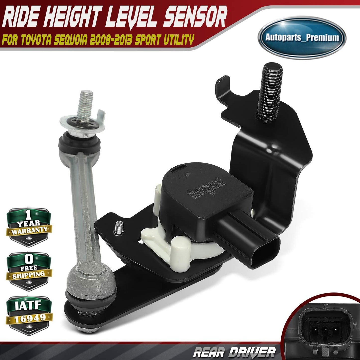 Rear Left Ride Height Level Sensor for Toyota Sequoia 2008-2013 Sport Utility