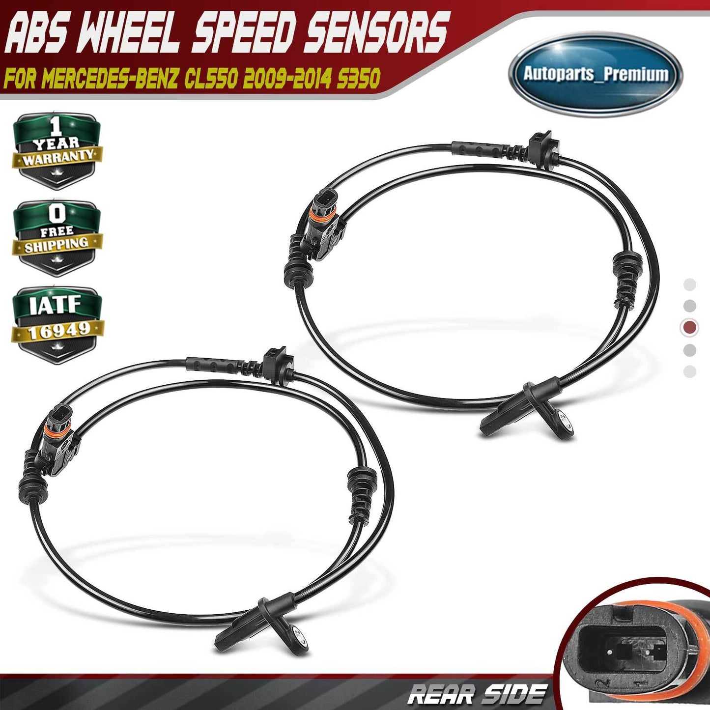 2x Front ABS Wheel Speed Sensor for Benz CL550 09-10 S450 08-10 S550 07-13 S350