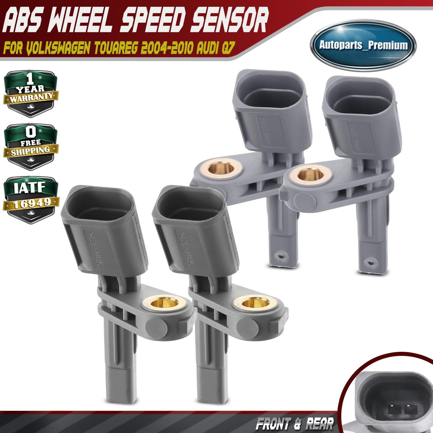 4x Front & Rear ABS Wheel Speed Sensor for Volkswagen Touareg 2004-2010 Audi Q7
