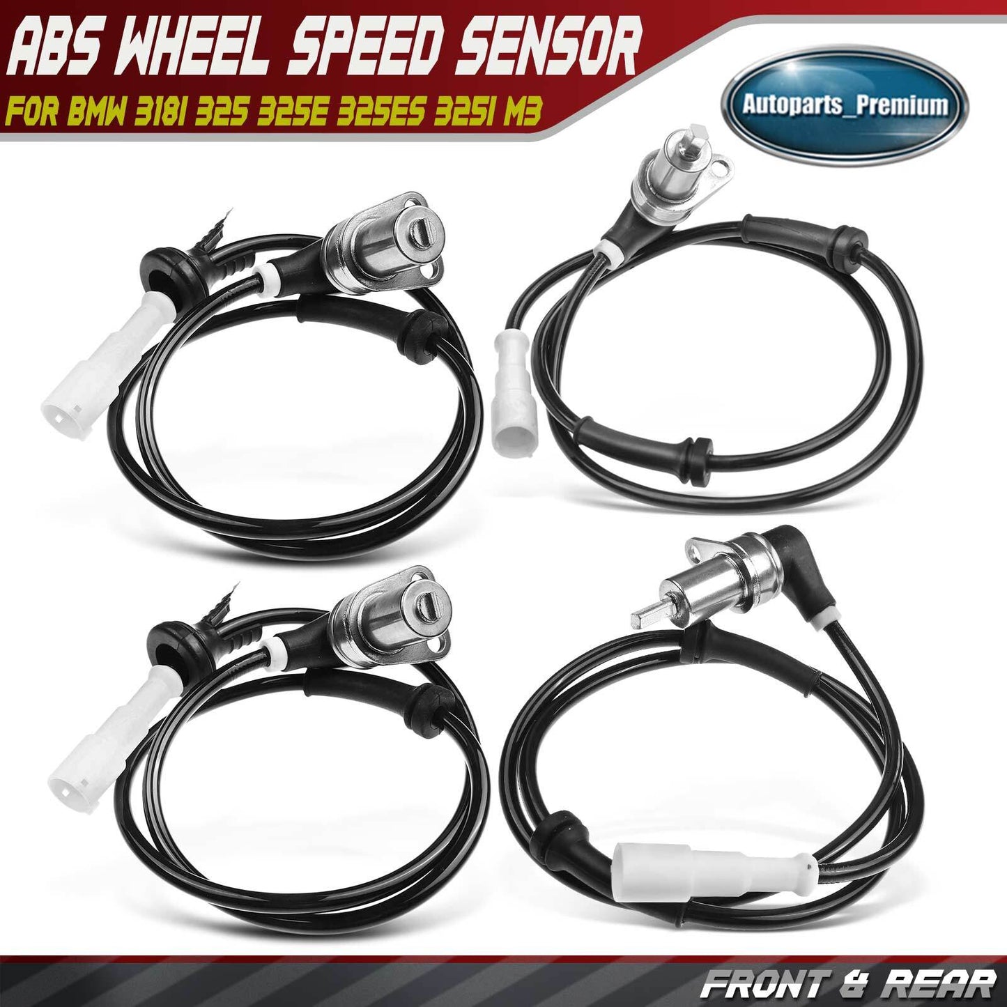 4x Front & Rear Side ABS Wheel Speed Sensor for BMW 318i 325 325E 325ES 325i M3