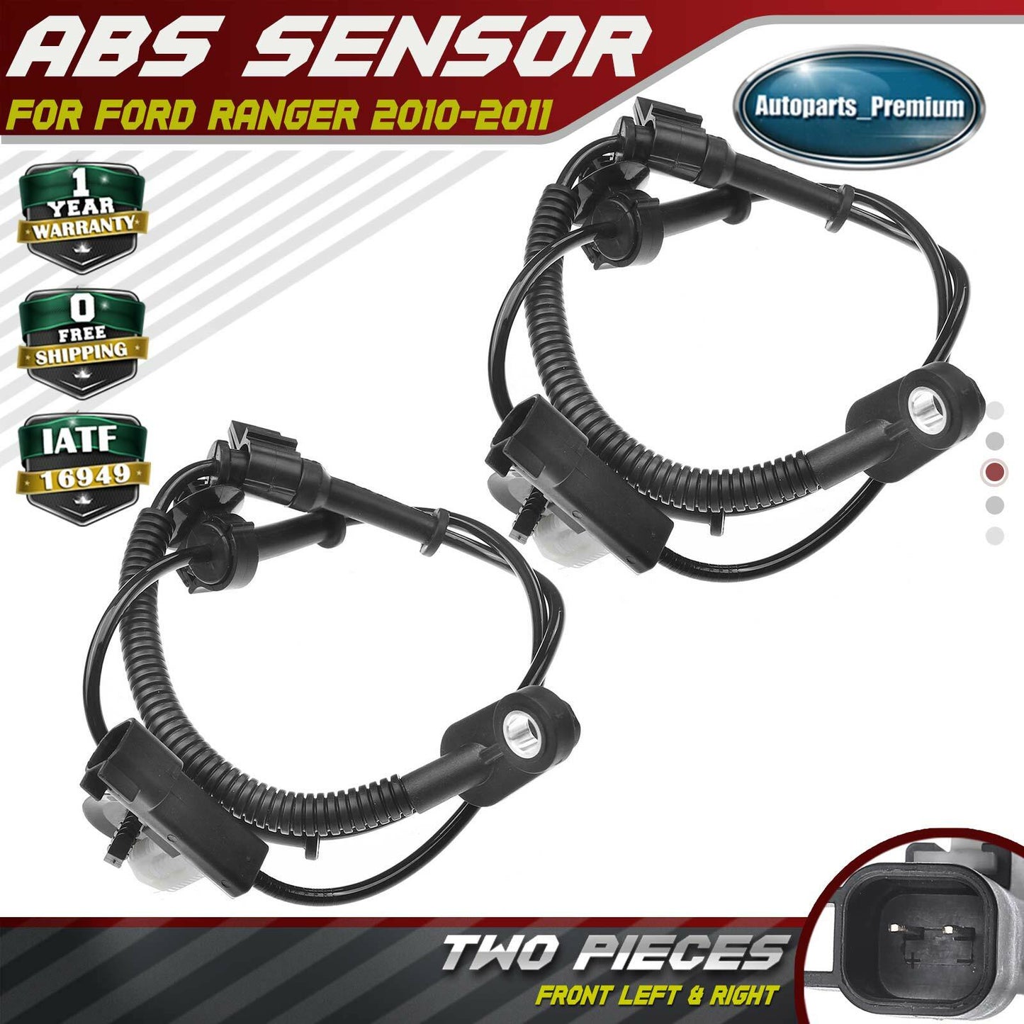 2x ABS Wheel Speed Sensor for Ford Ranger 2010-2011 2.3L 4.0L Front Left & Right