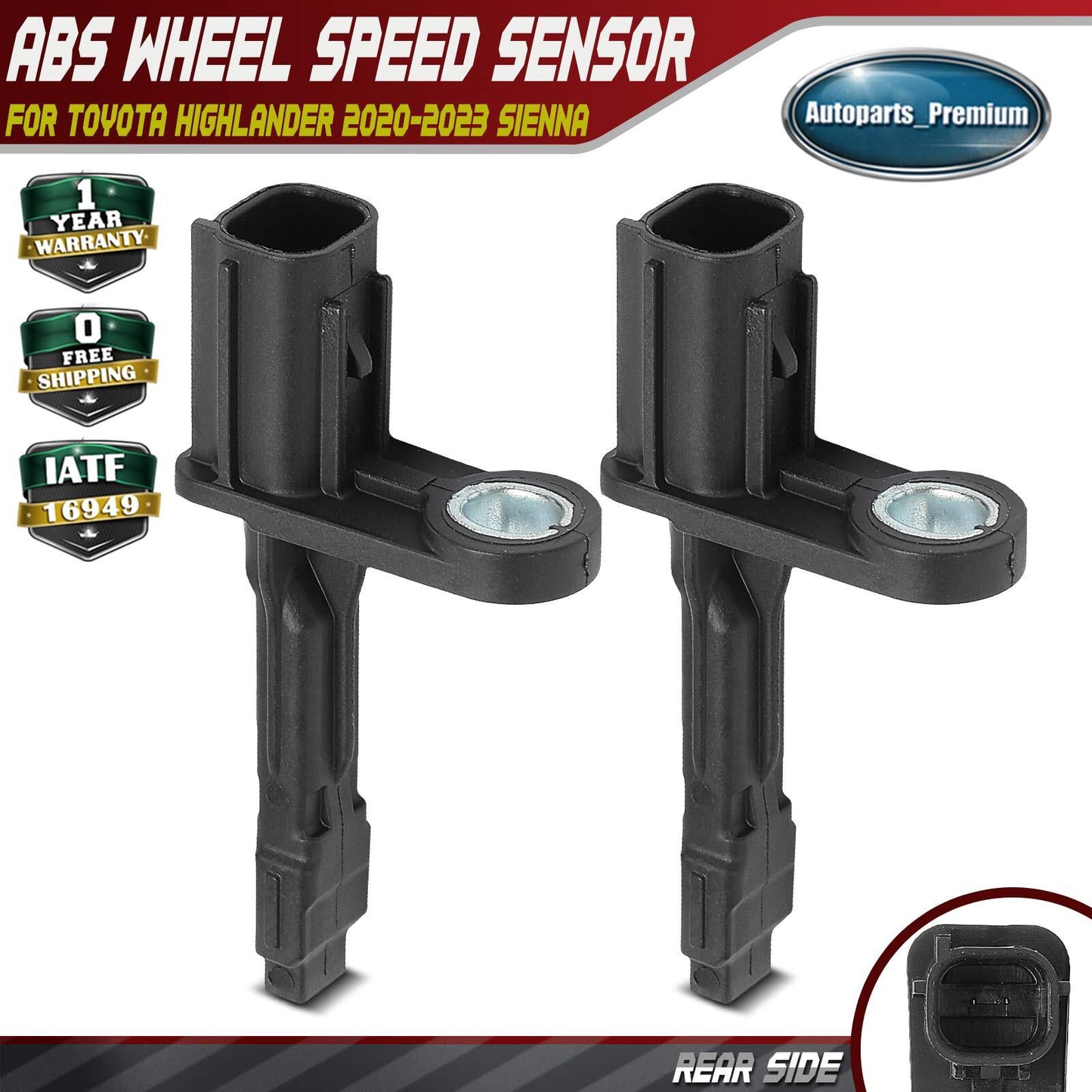 2pcs Rear LH & RH ABS Wheel Speed Sensor for Toyota Highlander 2020-2023 Sienna