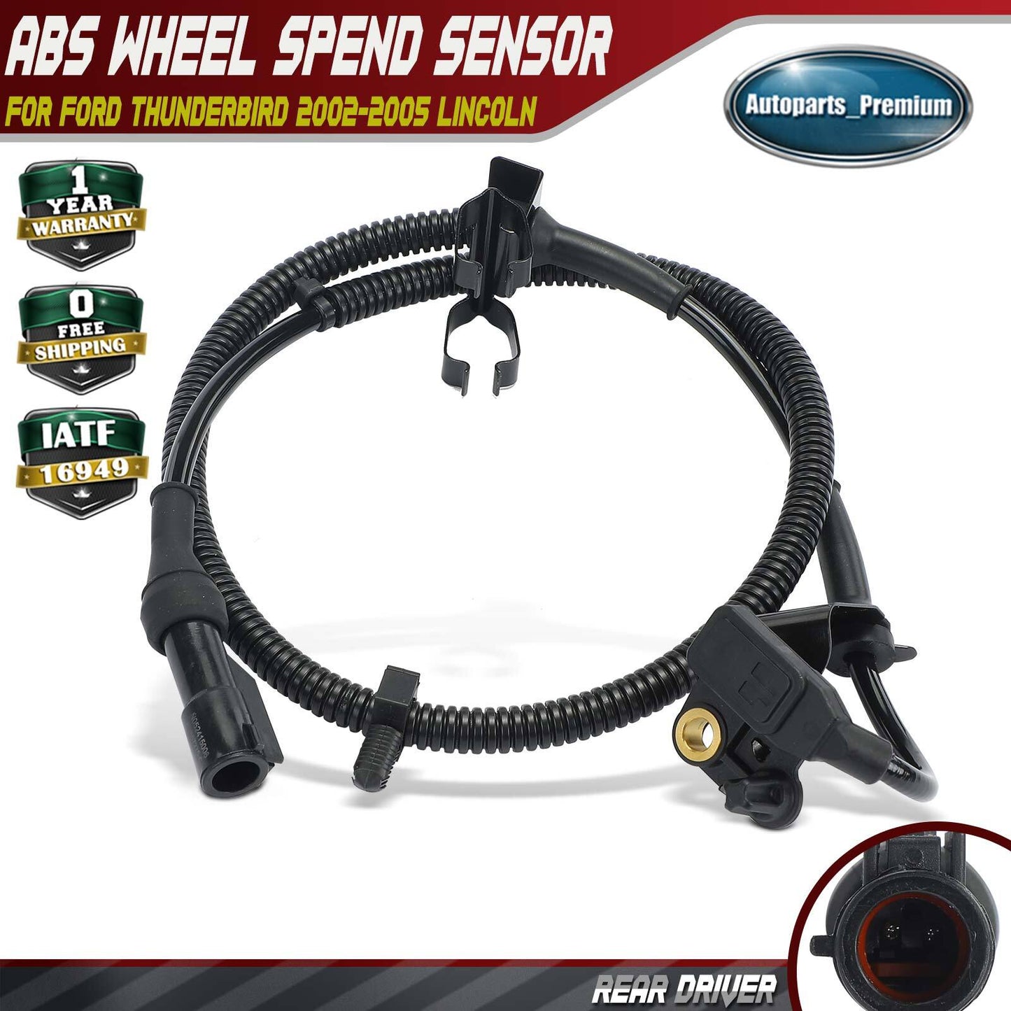 Rear Left ABS Wheel Speed Sensor for Ford Thunderbird 2002-2005 Lincoln LS 00-06