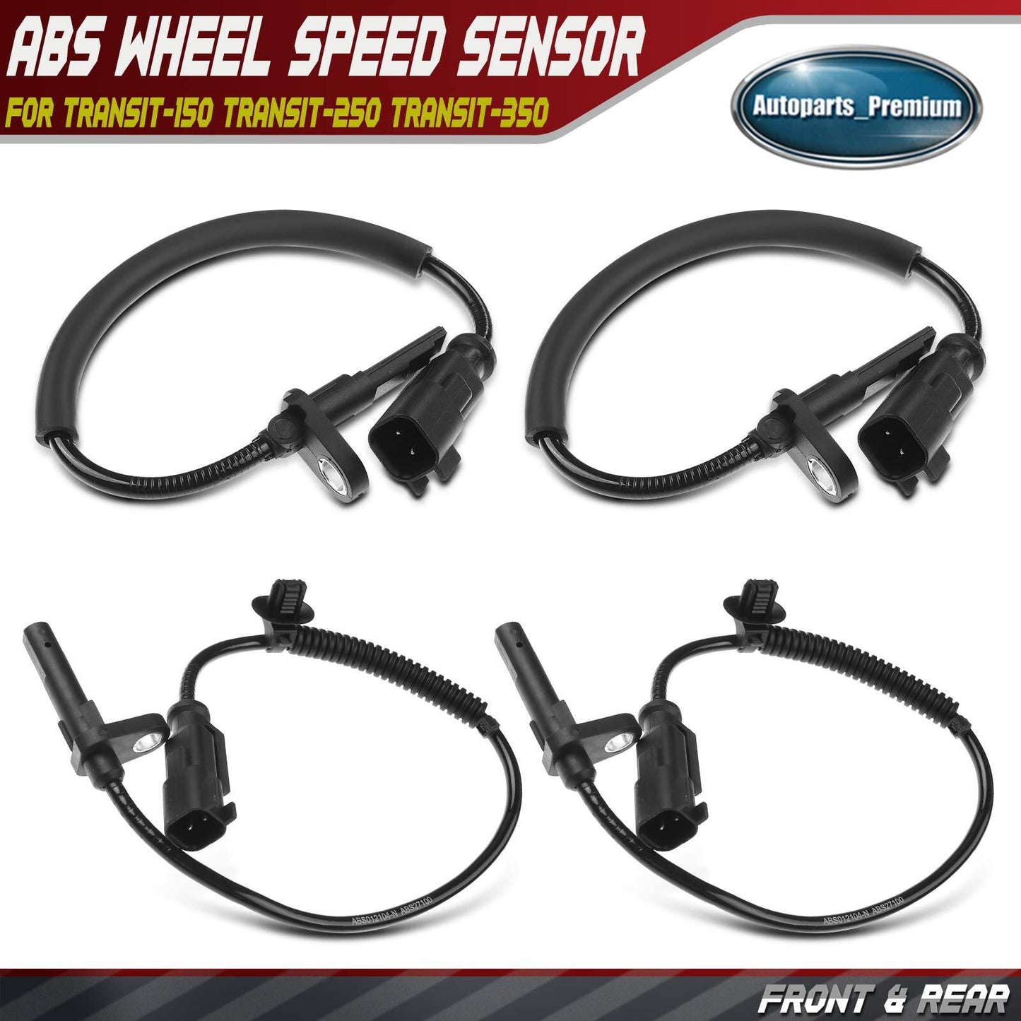 4x Front & Rear ABS Wheel Speed Sensor for Transit-150 Transit-250 Transit-350