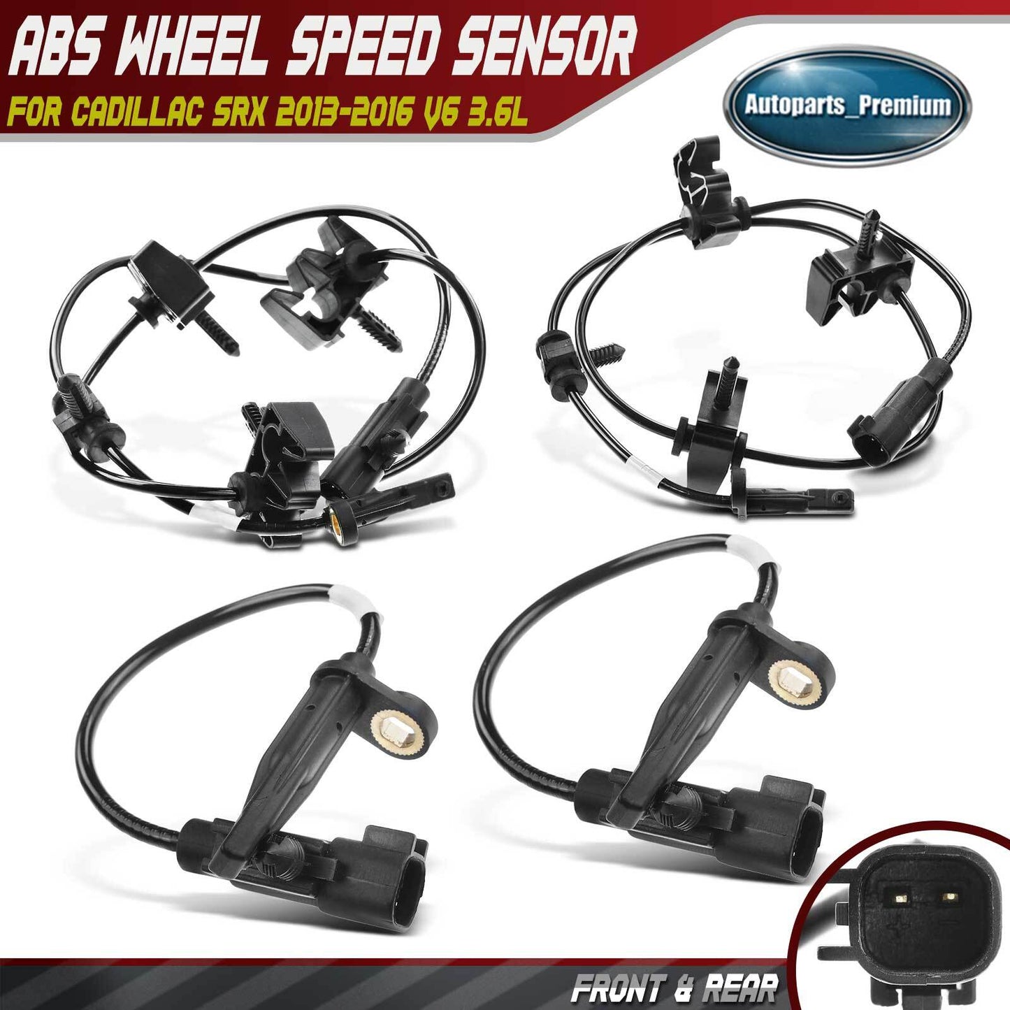 4x Front & Rear ABS Wheel Speed Sensor for Cadillac SRX 2013-2014 2016 V6 3.6L