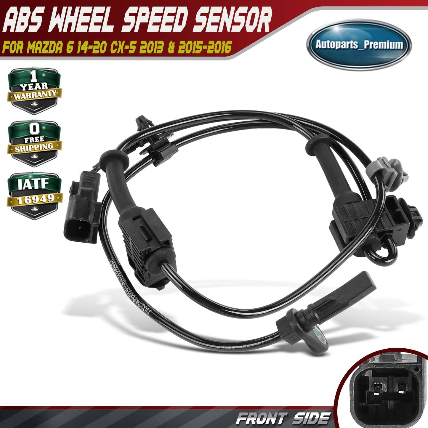 Front LH / RH ABS Wheel Speed Sensor for Mazda 6 2014-2021 CX-5 2013 2015 2016
