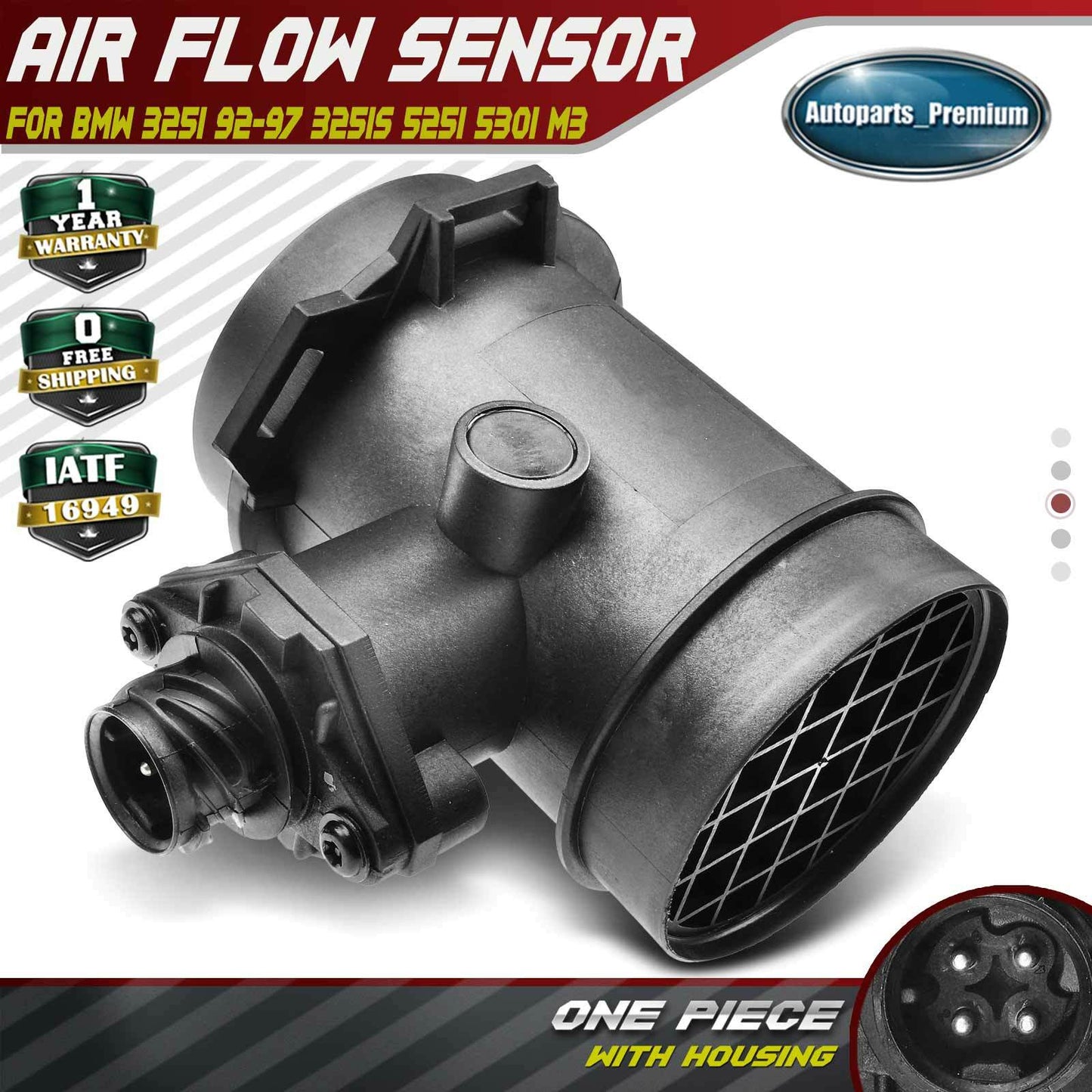 Mass Air Flow Sensor Assembly for BMW E34 E36 325i 92-97 525i 530i M3 2.5L 3.0L