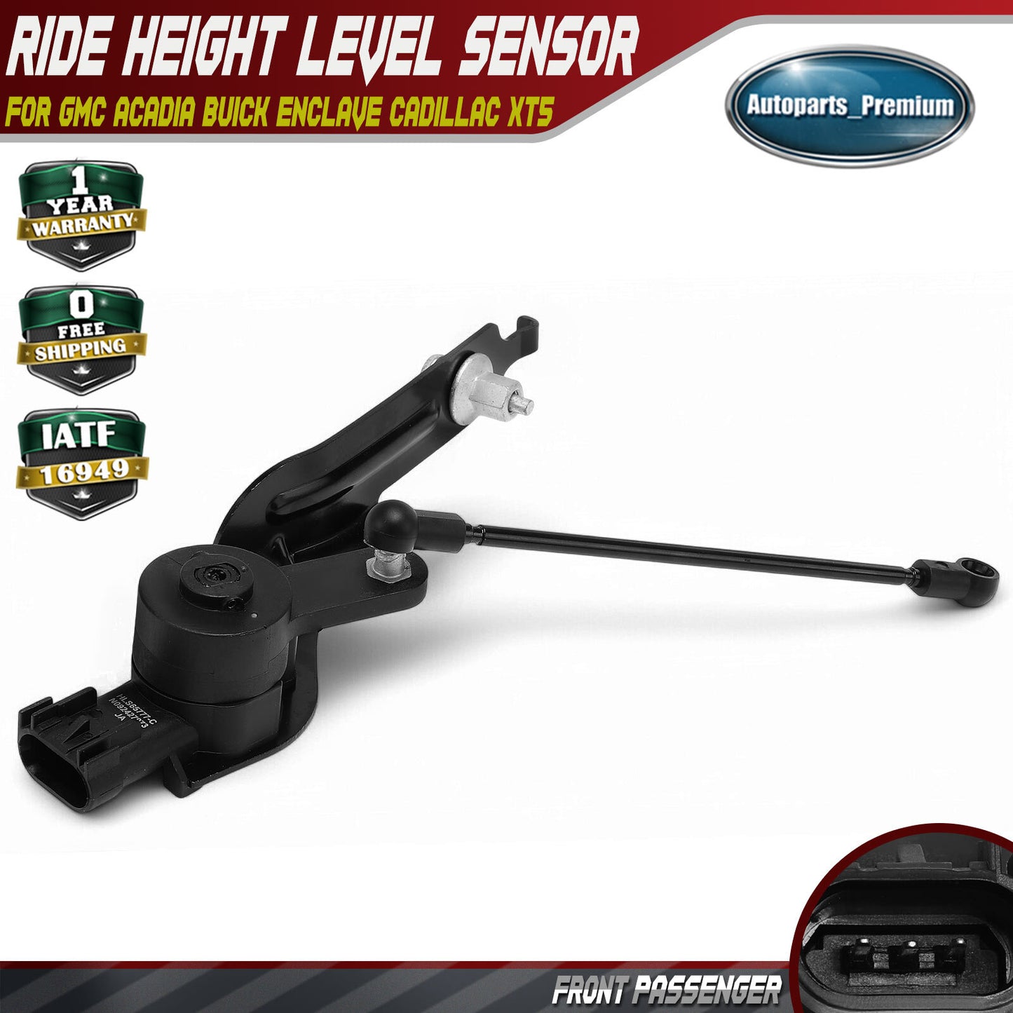 Front Right Black Height Level Sensor for GMC Acadia Buick Enclave Cadillac XT5