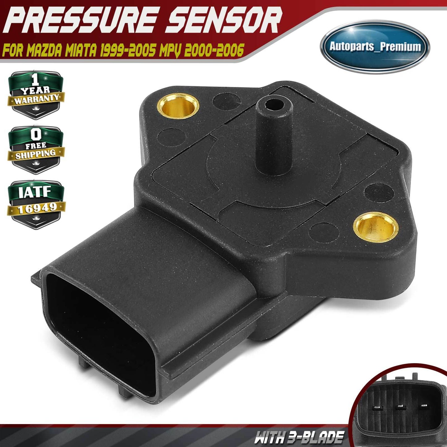 Barometric Pressure Sensor w/ 3-Blade for Mazda Miata 1999-2005 MPV 2000-2006
