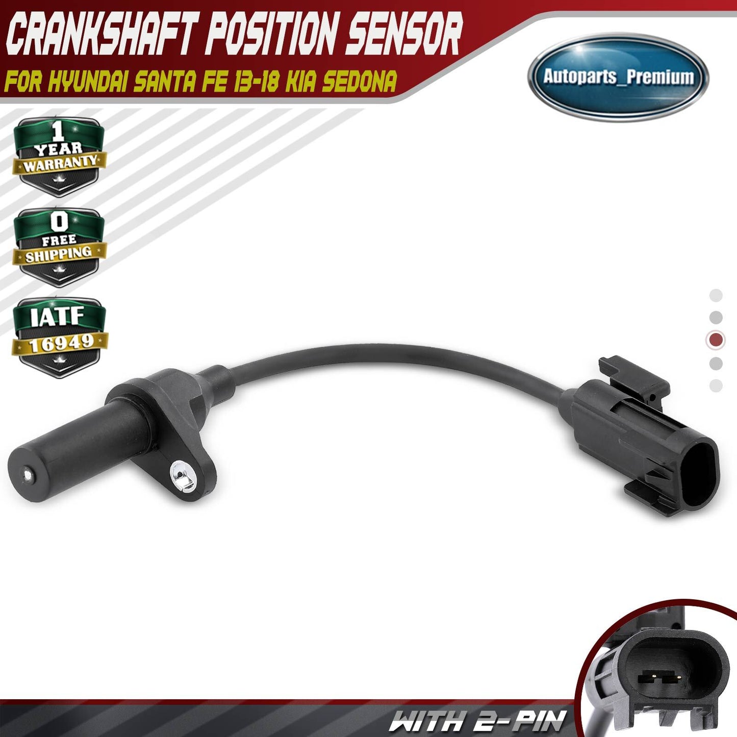 Crankshaft Position Sensor for Hyundai Santa Fe 2013-2018 3.3L Azera Kia Sedona
