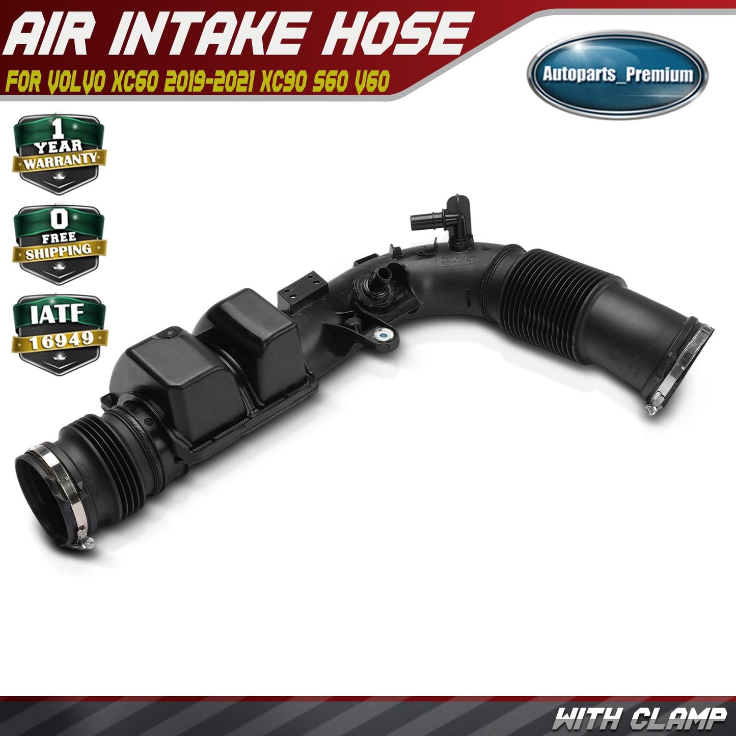 Air Cleaner Intake Hose for Volvo XC60 2019-2021 XC90 S60 V60 V90 Cross Country