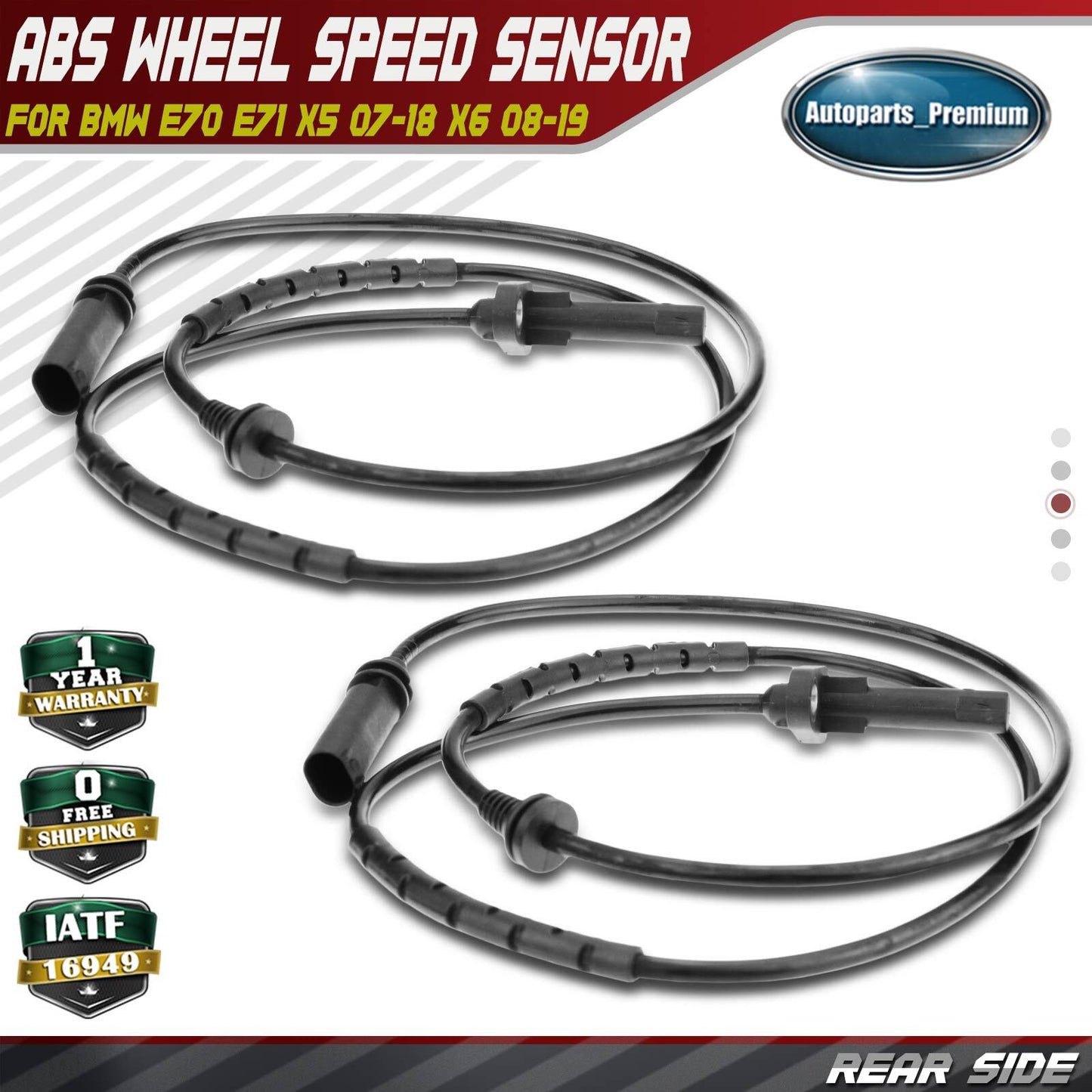 2Pcs Rear Left & Right ABS Wheel Speed Sensor for BMW E70 E71 X5 07-18 X6 08-19