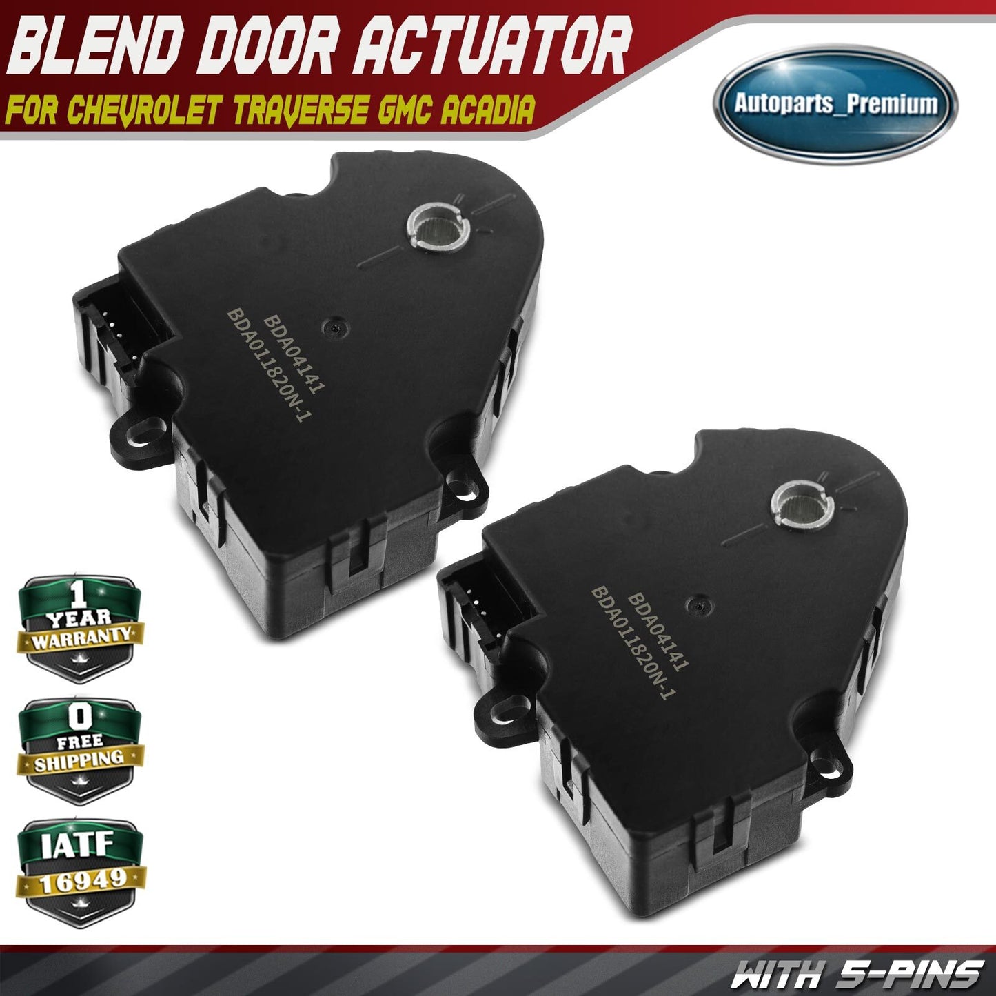 2x HVAC Heater Blend Door Actuators for Buick Enclave Chevrolet GMC 07-12 604141