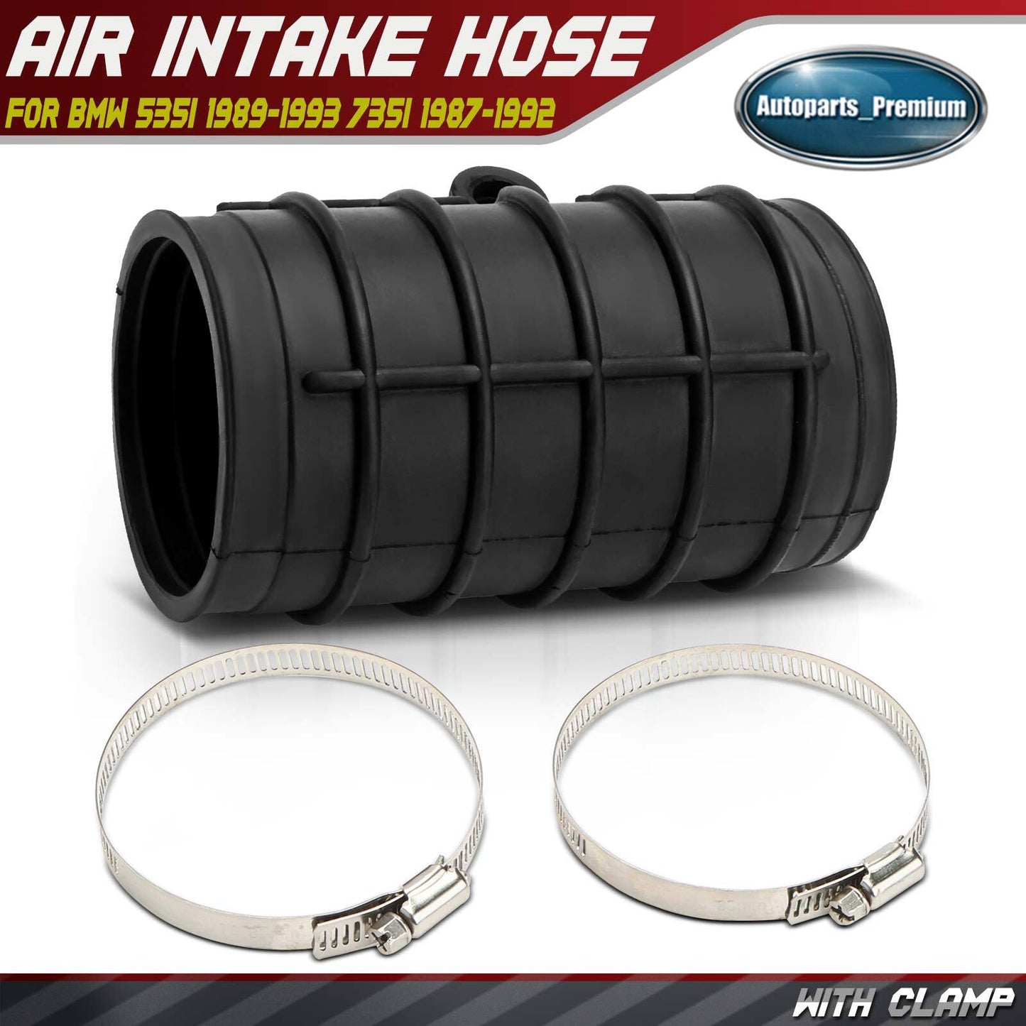 Engine Air Intake Hose with Hose Clamps for BMW E34 E32 535i 735i 735iL L6 3.5L