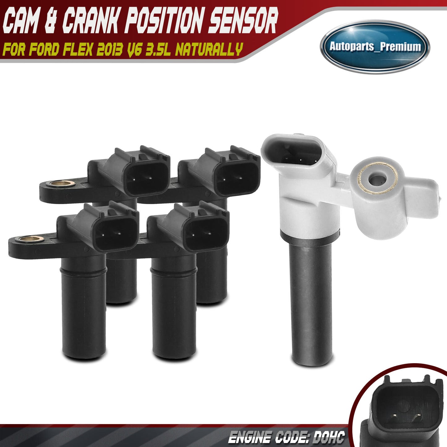 4x Camshaft & 1x Crankshaft Position Sensor for Ford Flex 2013 V6 3.5L Naturally