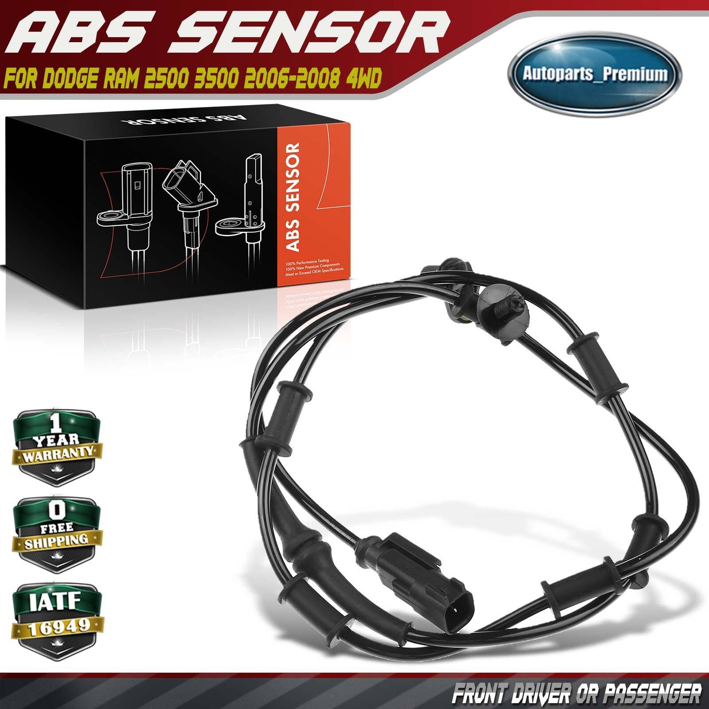 ABS Wheel Speed Sensor for Dodge Ram 2500 3500 2006-2008 4WD Front Left / Right