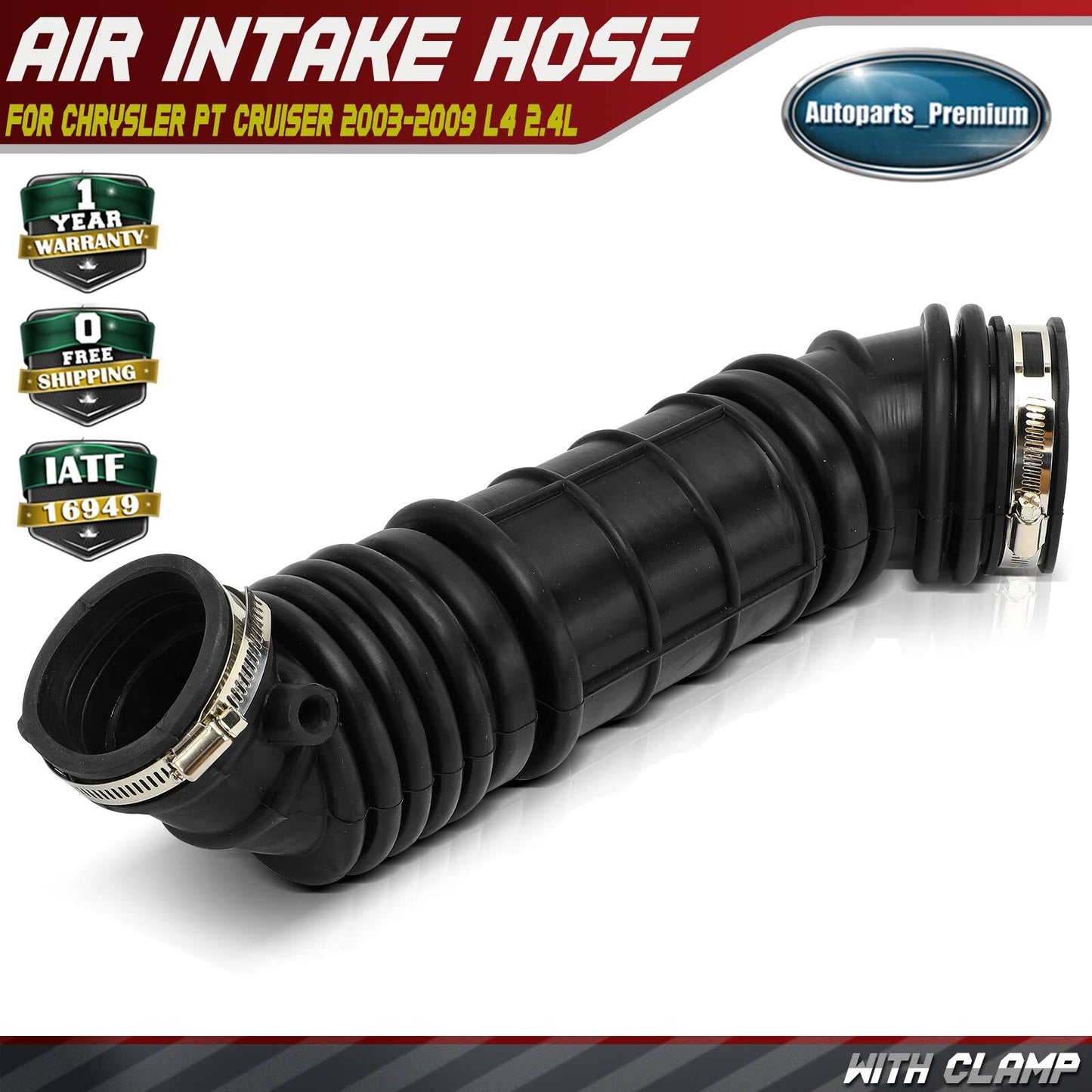 Turbo Air Intake Hose w/ Hose Clamps for Chrysler PT Cruiser 2003-2009 L4 2.4L