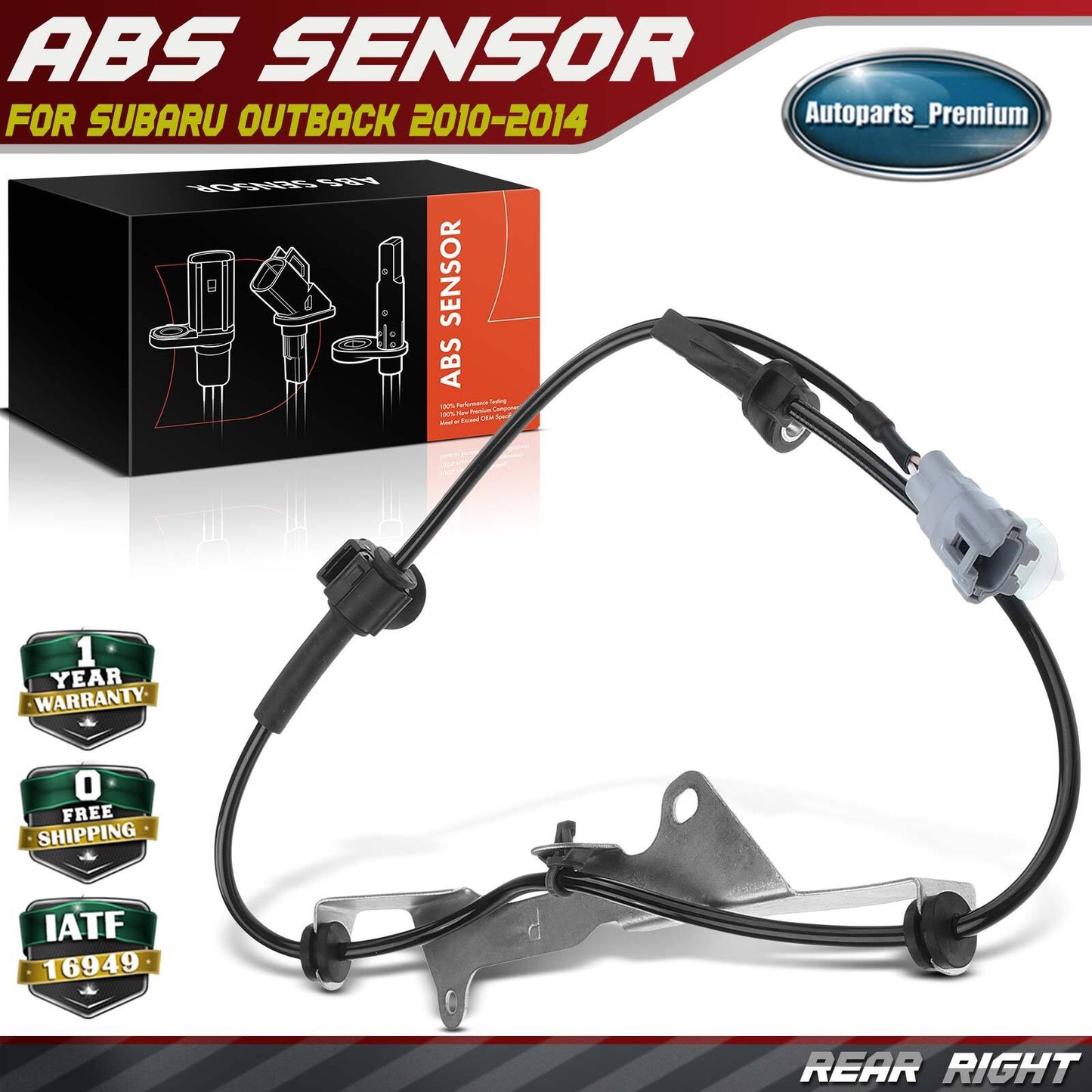 Rear Right Passenger ABS Wheel Speed Sensor 2Pins for Subaru Outback 2010-2014