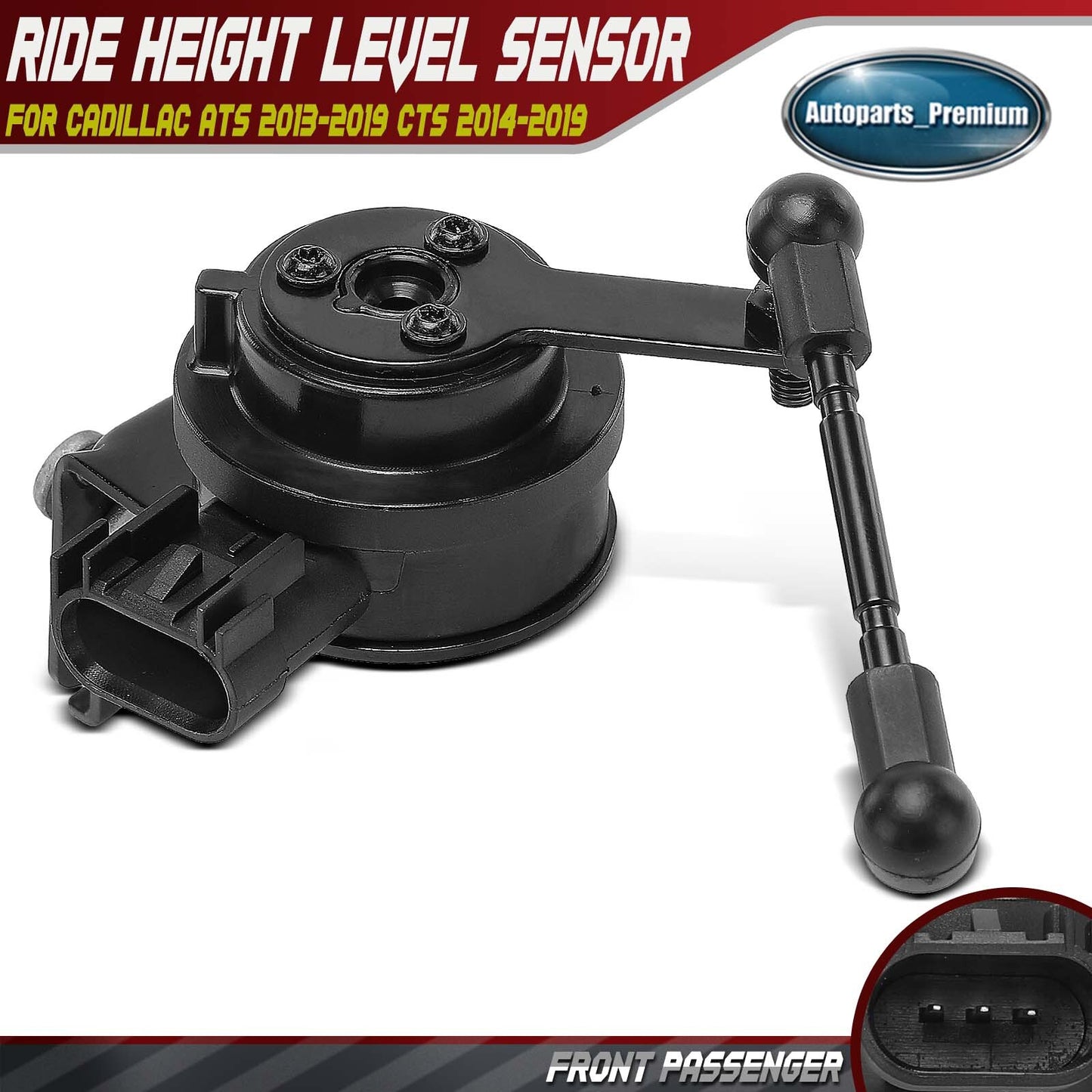 Front Right Passenger Ride Height Level Sensor w/ 3-Pin for Cadillac ATS CTS RWD