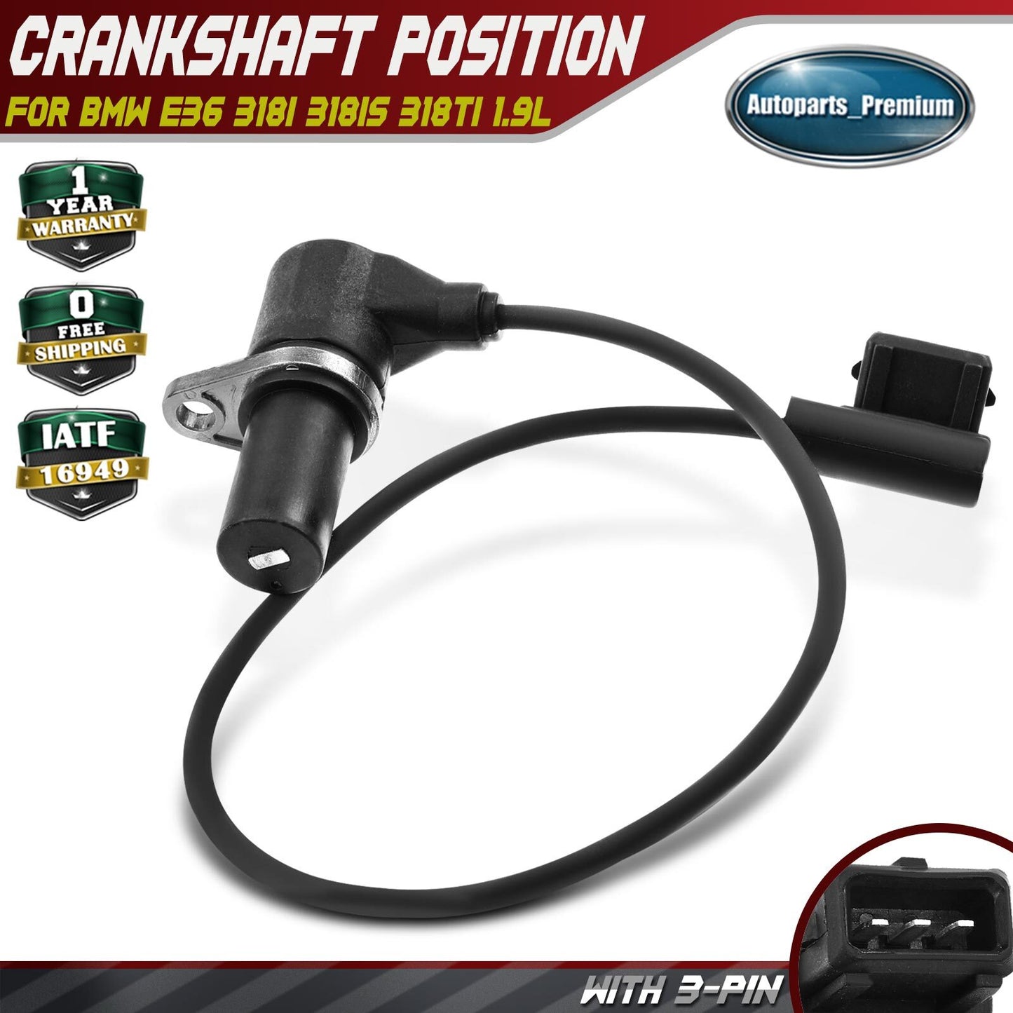 Engine Crankshaft Position Sensor for BMW E36 318i 318is 318ti 1.9L 12141247622
