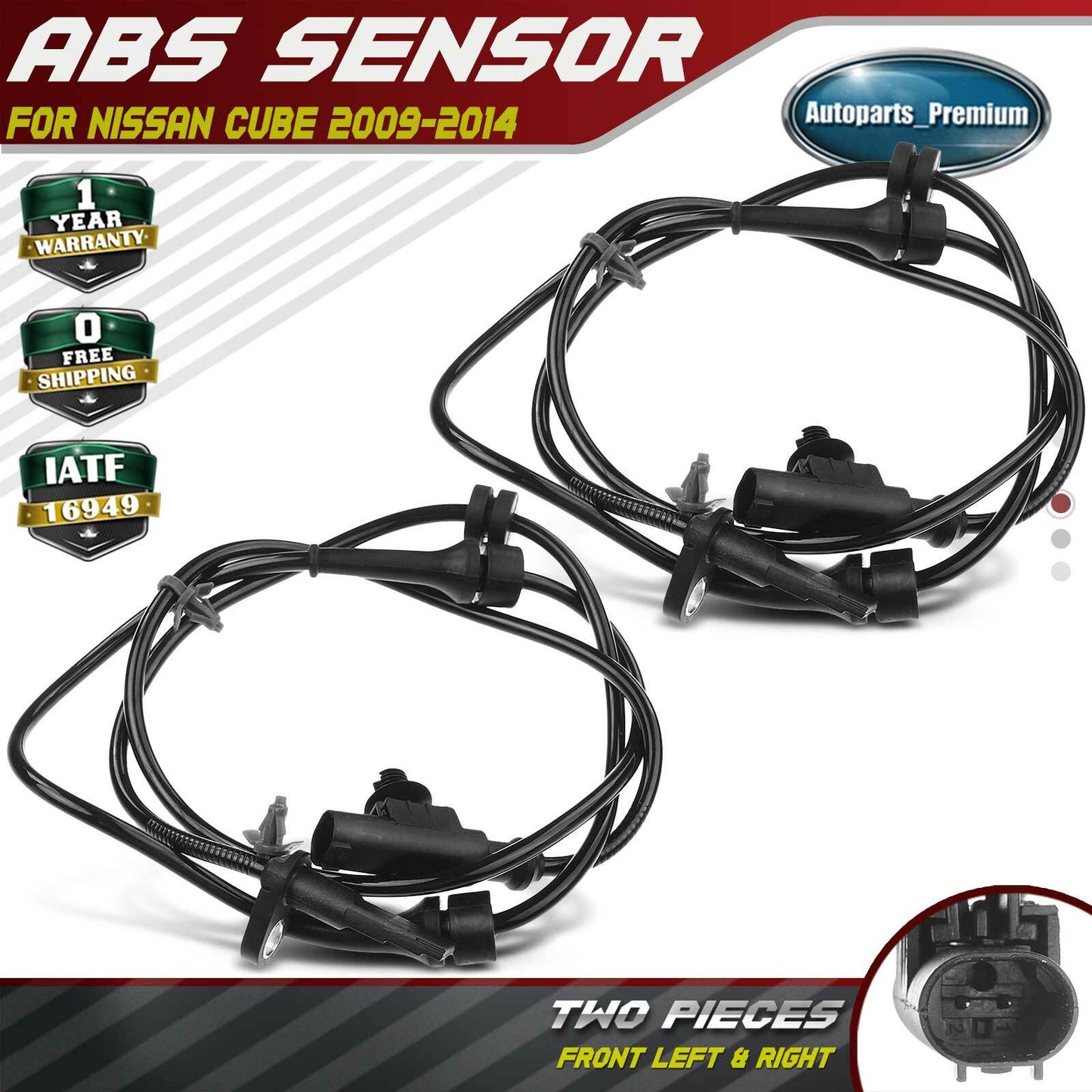 2Pcs Front Left & Right ABS Wheel Speed Sensor for Nissan Cube 2009-2014 L4 1.8L