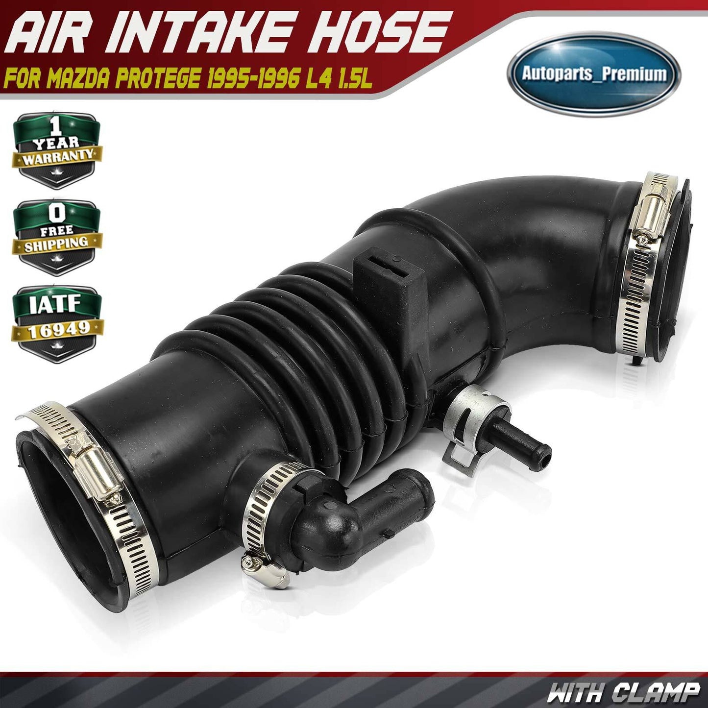 New Engine Air Intake Hose with Hose Clamps for Mazda Protege 1995-1996 L4 1.5L