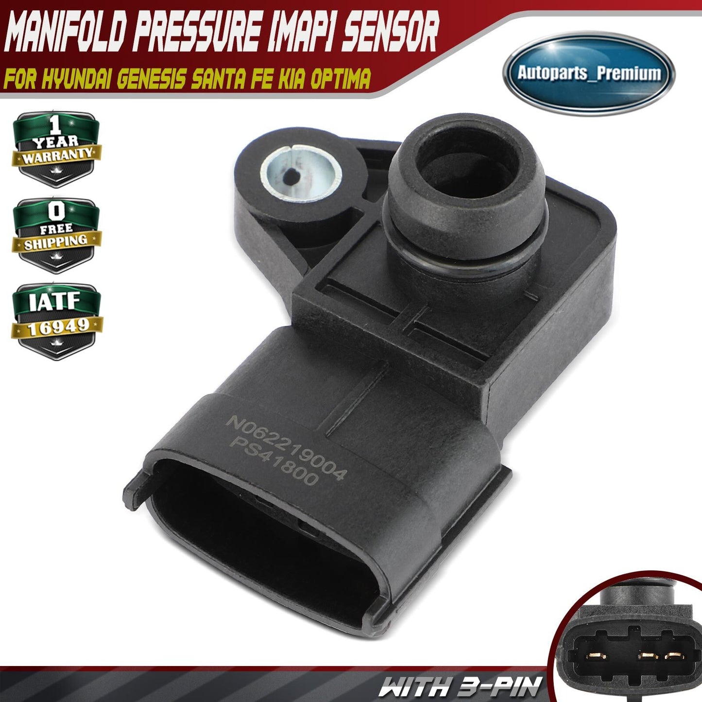 Manifold Pressure (MAP) Sensor for Hyundai Genesis Santa Fe Kia Borrego Optima