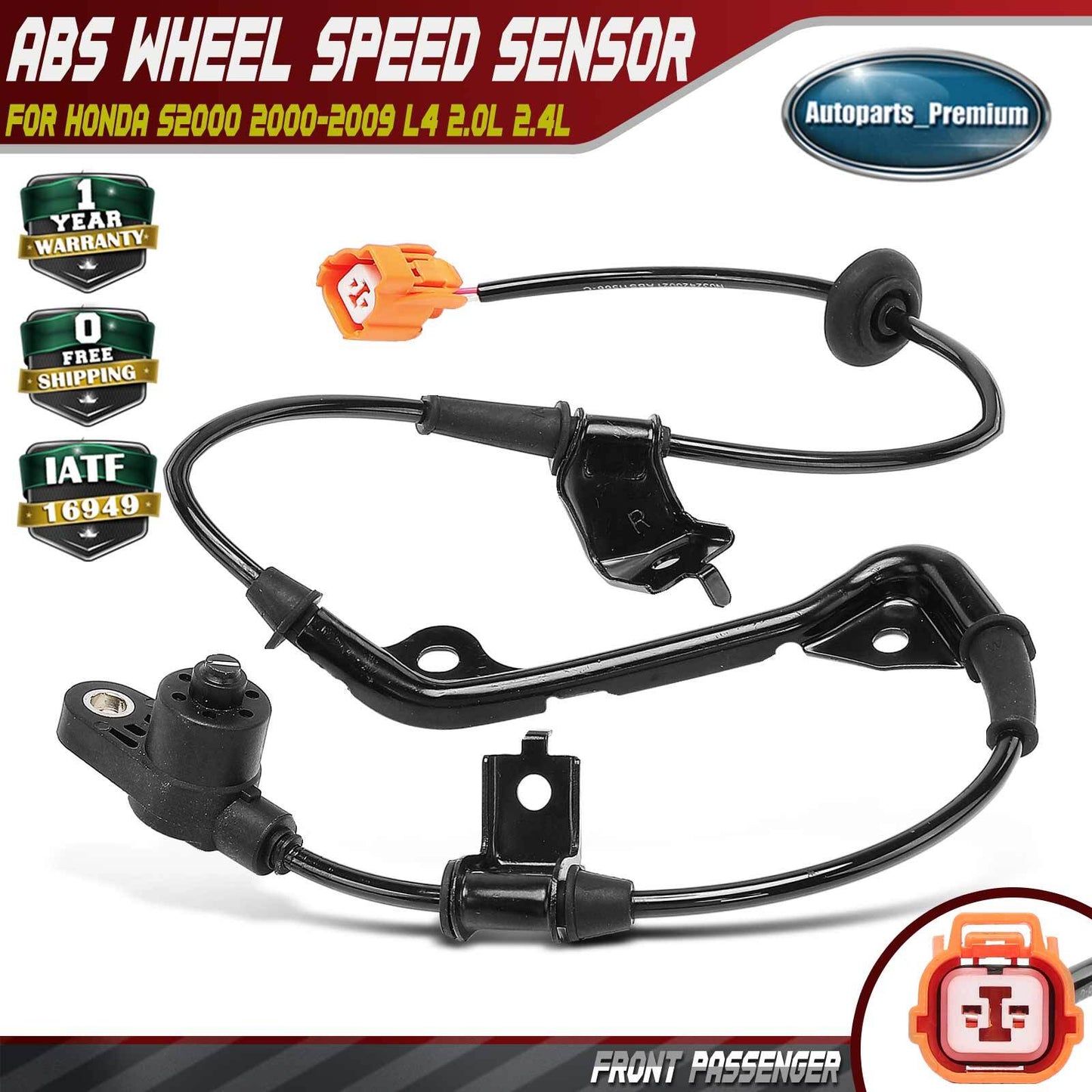 Front Right Side ABS Wheel Speed Sensor for Honda S2000 2000-2009 L4 2.0L 2.2L