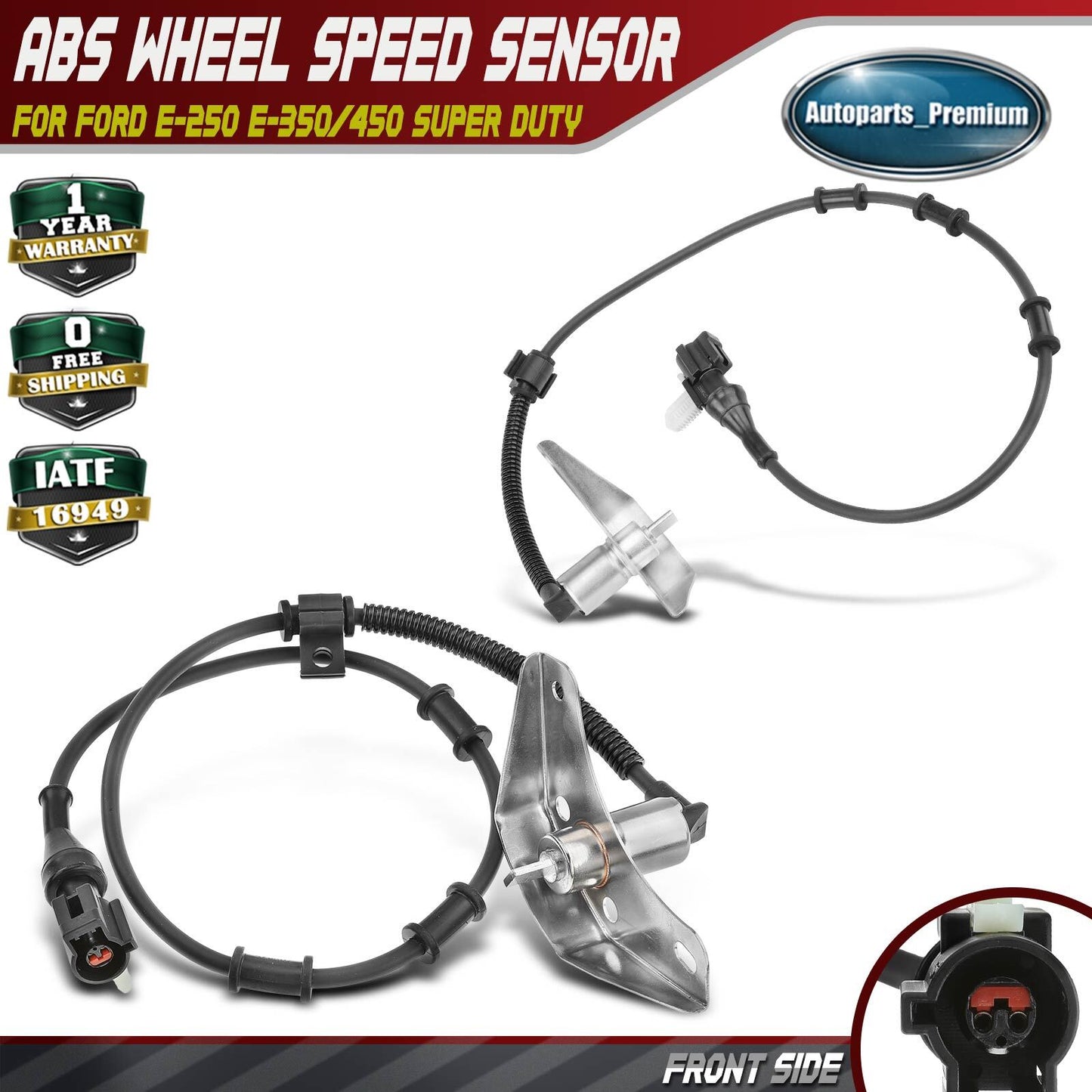 2x Front Left & Right ABS Wheel Speed Sensor for Ford E-250 E-350/450 Super Duty