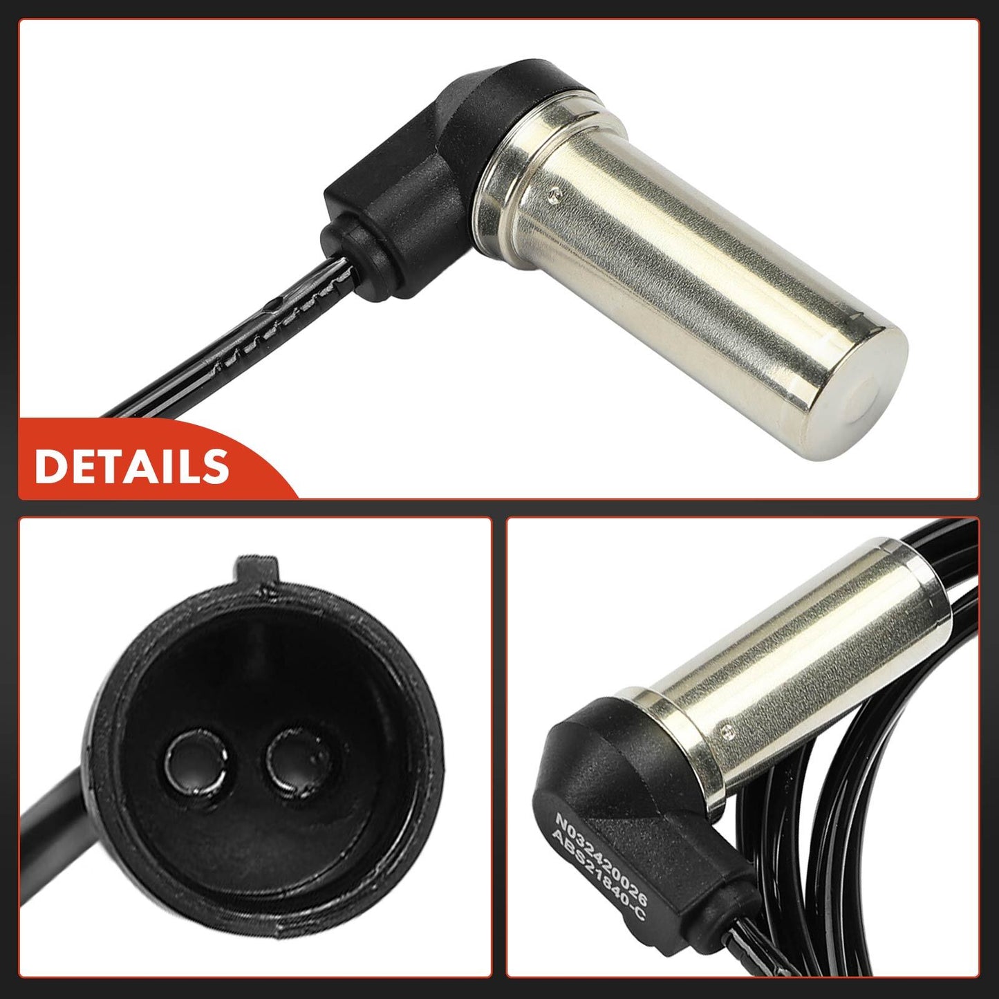 Right Angle ABS Wheel Speed Sensor for Navistar-International Heavy Duty Trucks
