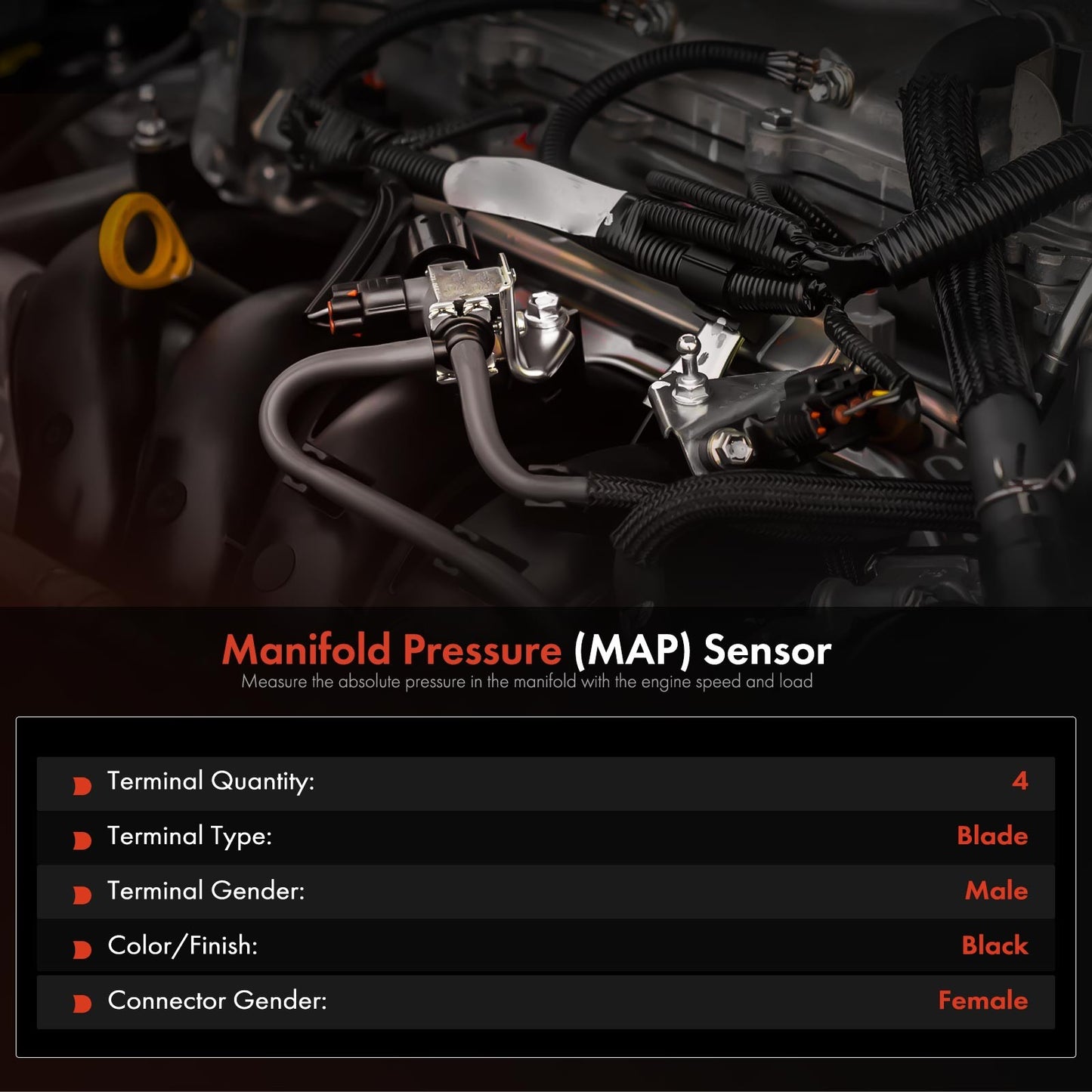 Manifold Pressure (MAP) Sensor for Fiat 500 2013 L4 1.4L GAS Naturally Aspirated