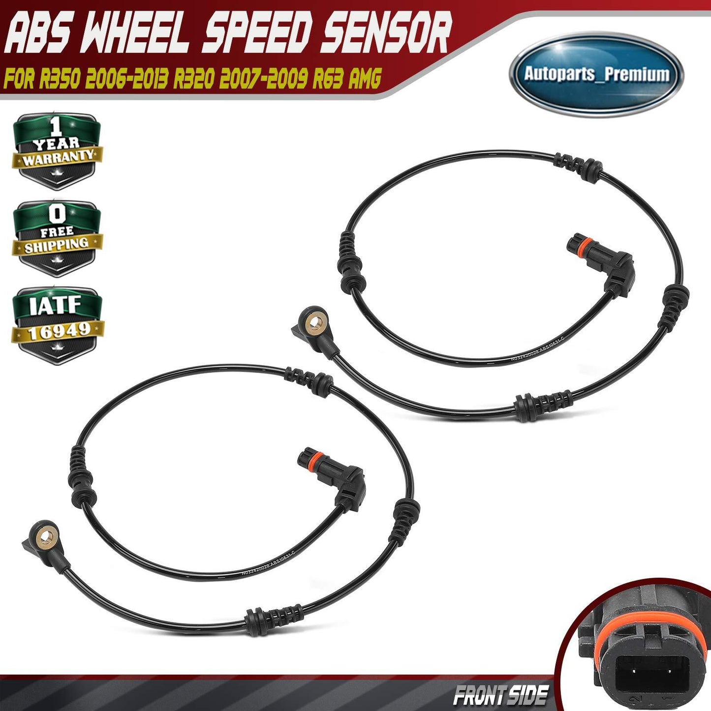 2Pcs Front Side ABS Wheel Speed Sensor for R350 2006-2013 R320 2007-2009 R63 AMG