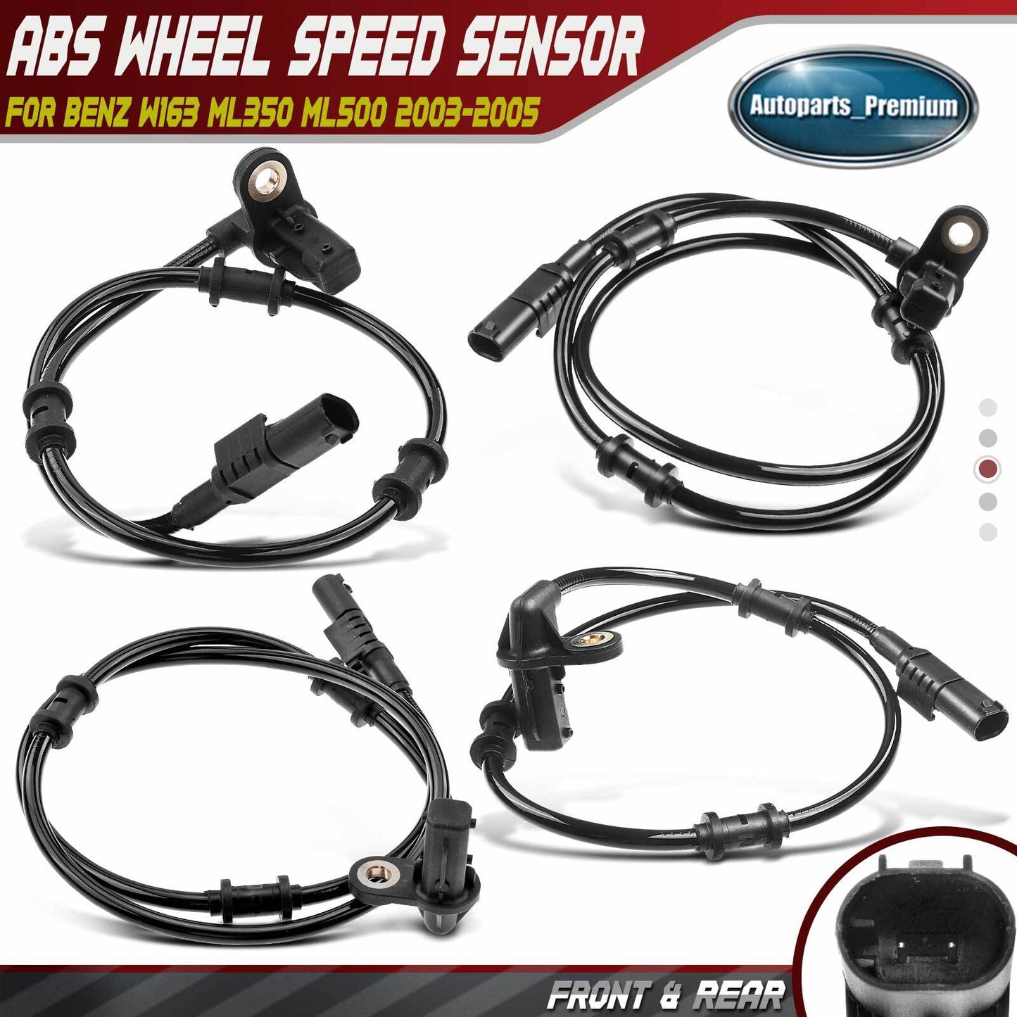 Front & Rear ABS Wheel Speed Sensor for Mercedes-Benz W163 ML350 ML500 2003-2005