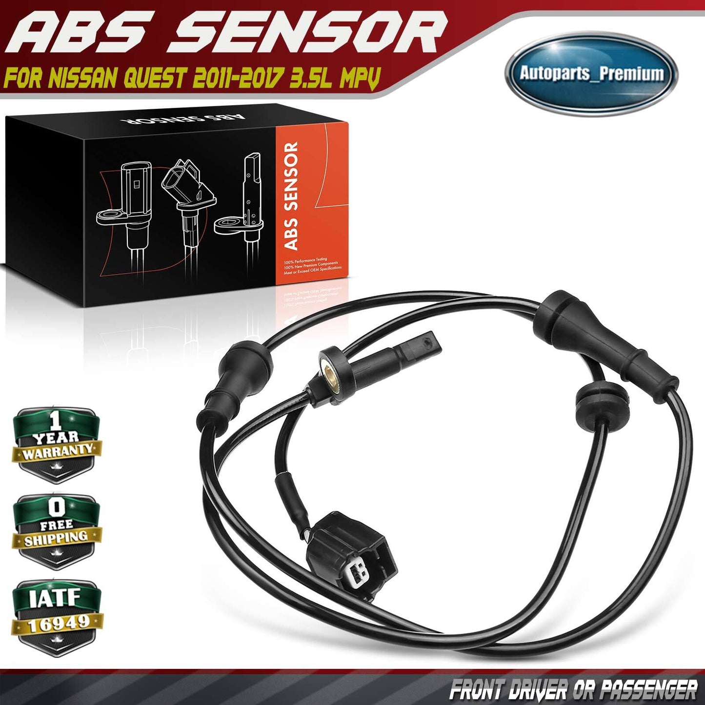 ABS Wheel Speed Sensor for Nissan Quest 2011-2017 3.5L MPV Front Left or Right