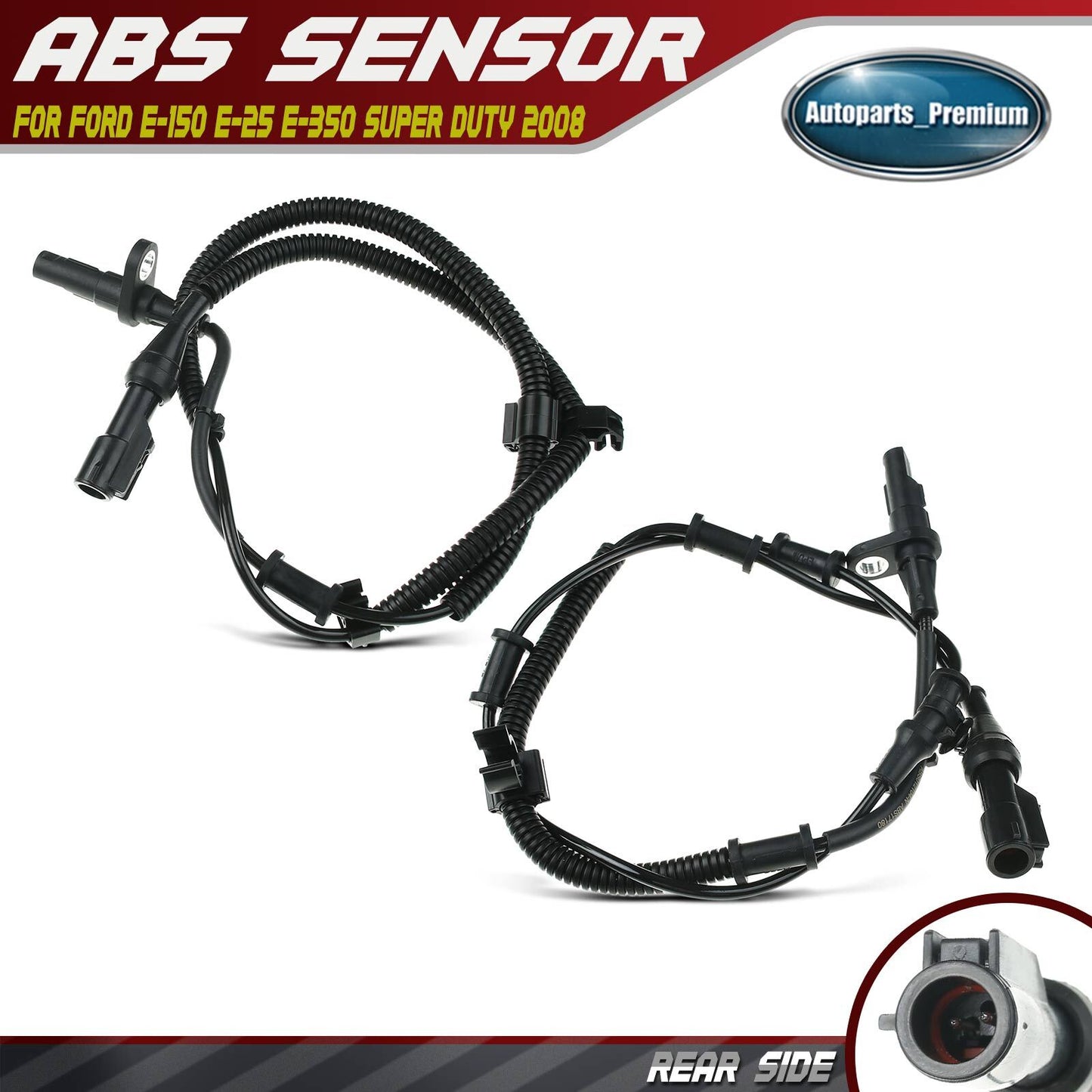 2x ABS Wheel Speed Sensors for Ford E-150 E-25 E-350 Super Duty 2008 Rear Sides