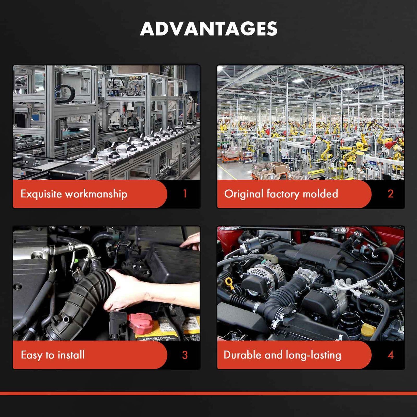 Upper Air Intake Hose for Honda Pilot 2016-2022 Odyssey 18-24 Ridgeline Acura