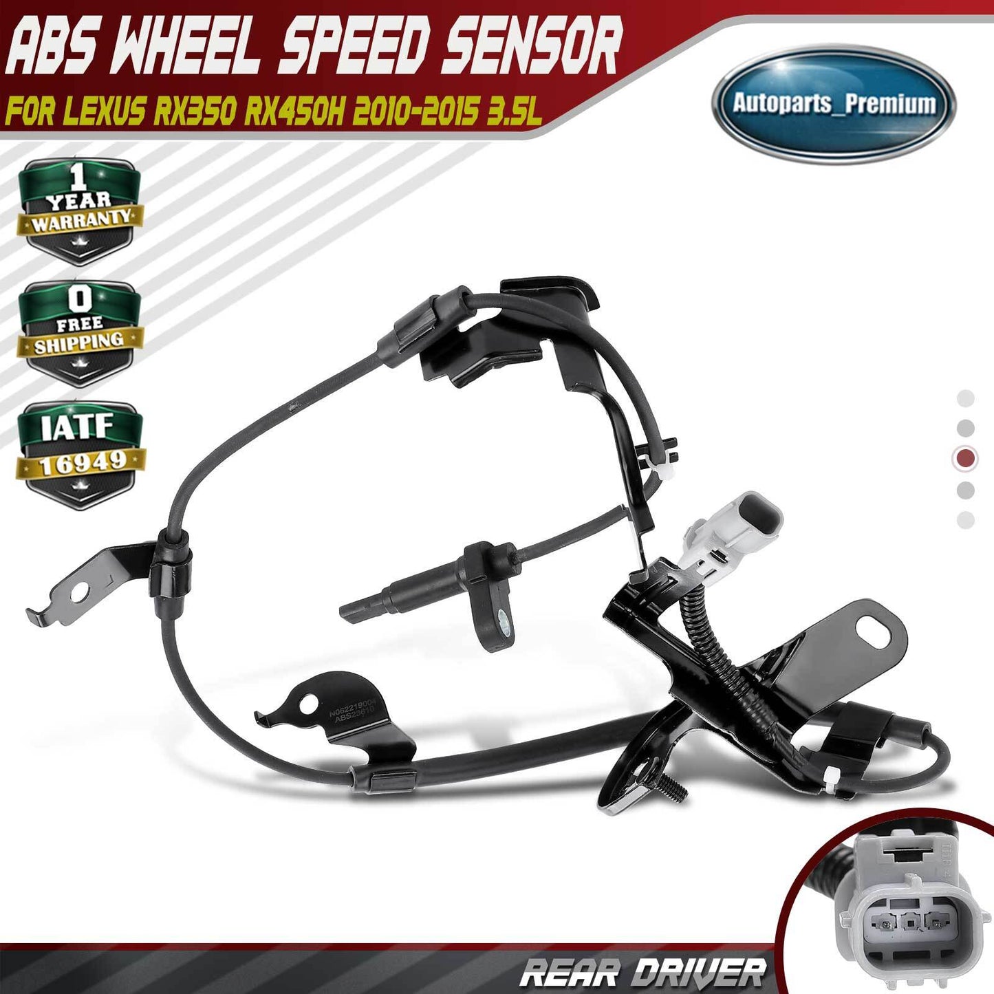 Rear Left ABS Wheel Speed Sensor for Lexus RX350 RX450h 2010 2011-2015 V6 3.5L